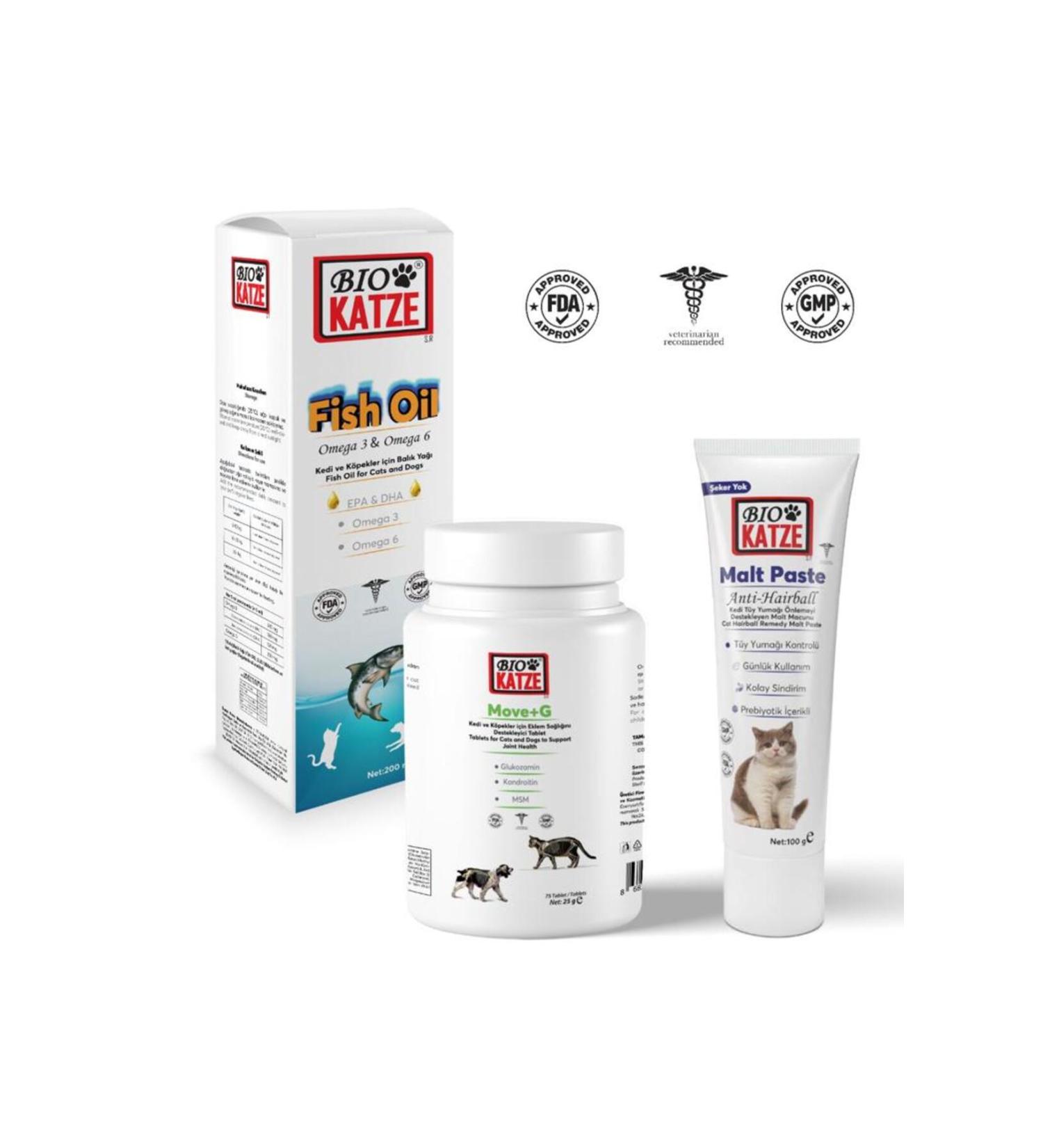 B OKATZE 3-pack Campaign (Anti-hairball Malt (100gr) + Fish Oil + Move G)