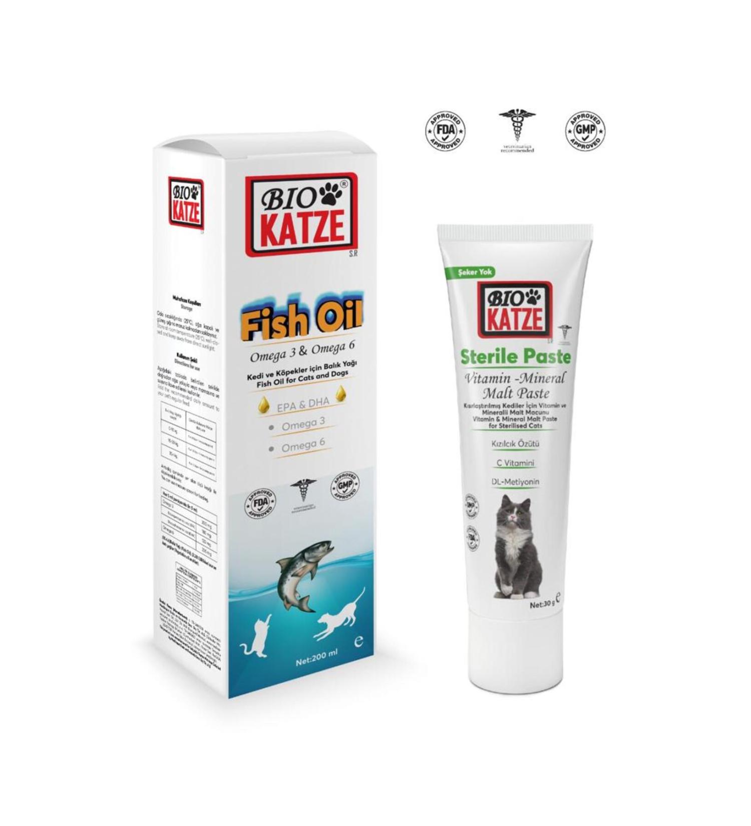 B OKATZE Cat Vitamin Set (Sterile Paste Cat Paste 30GR + Fish Oil)