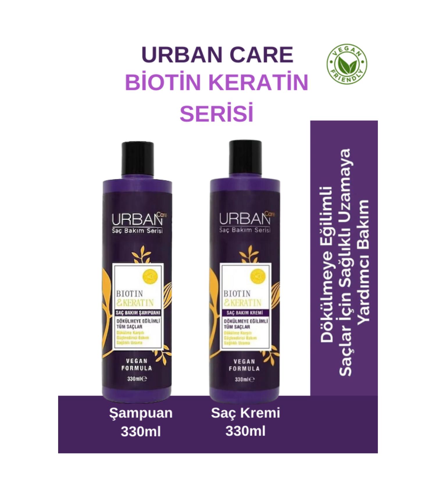 Urban Care Biotin & Keratin Hair Care Set Shampoo Cream for Hair Prone to Falling