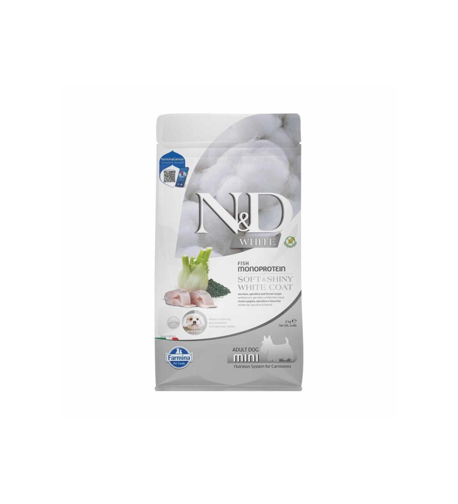 N & D ND White Mono Protein Fish White Color Small Breed Adult Dog Food 2kg - Buy Online on GoSupps.com