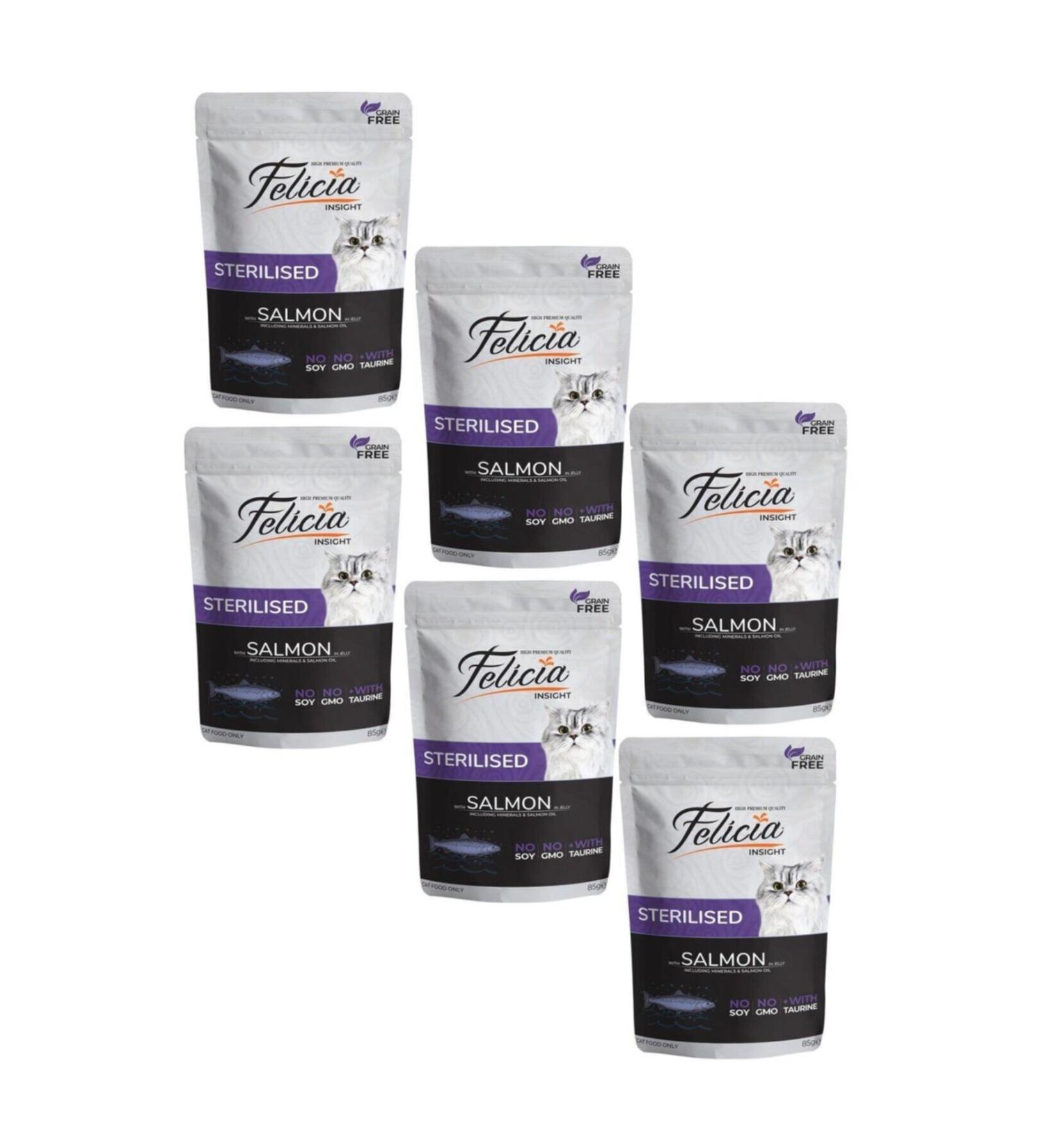 Felicia Pouch Sterilized Salmon Canned Cat Food Grain-Free 85 gr X 6 Pieces