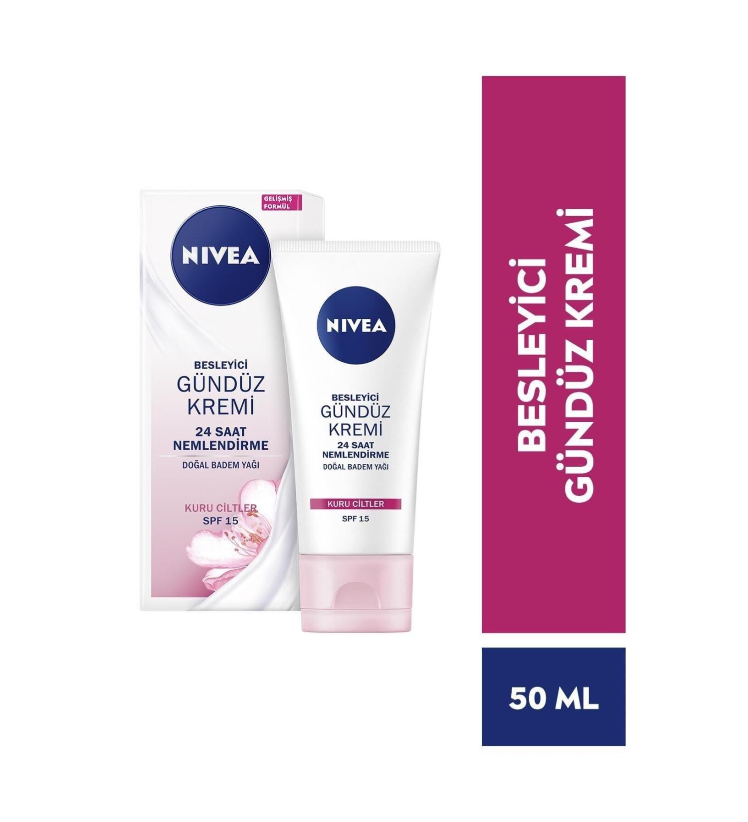 NIVEA Essentials Nourishing Day Face Care Cream 50 Ml Dry Skin - Almond Oil SPF15 - Buy Online on GoSupps.com