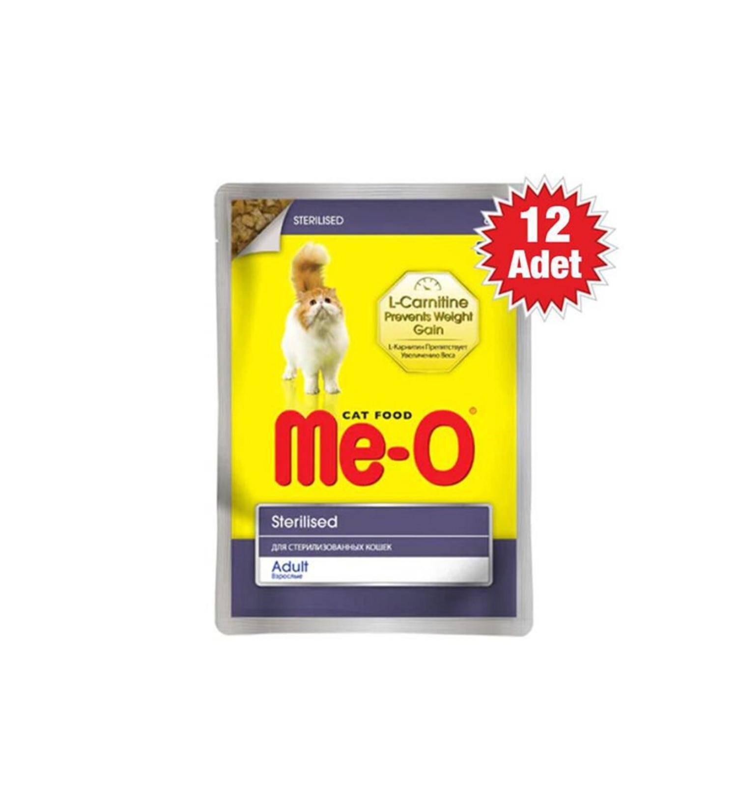 me-o Meo Adult Sterilized Piece Meat Sauce Sterilized Cat Canned Food 80 Gr 12 Pieces