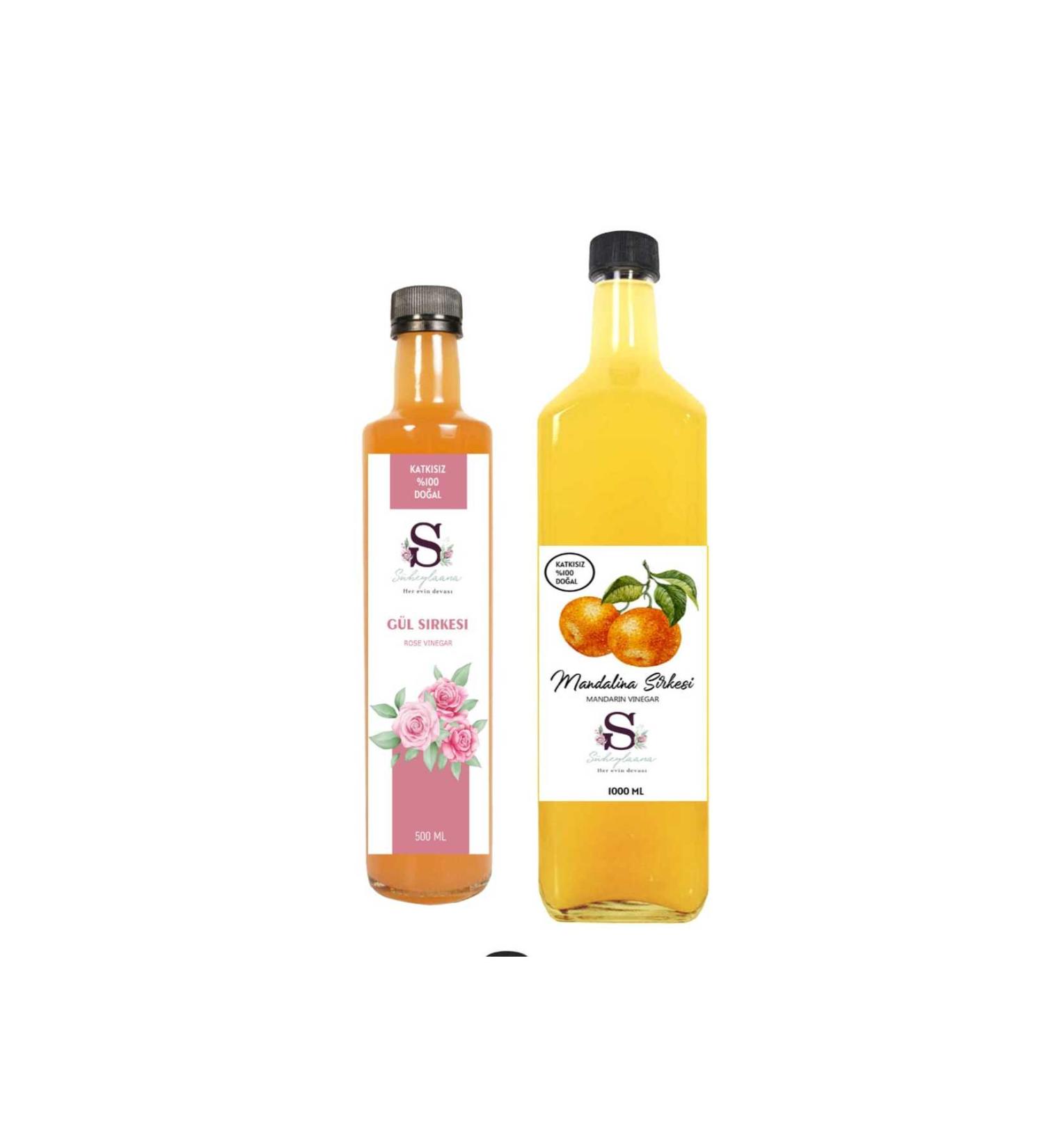 Suheylaana Natural Rose Vinegar 500 Ml - Natural Tangerine Vinegar 1000 Ml
