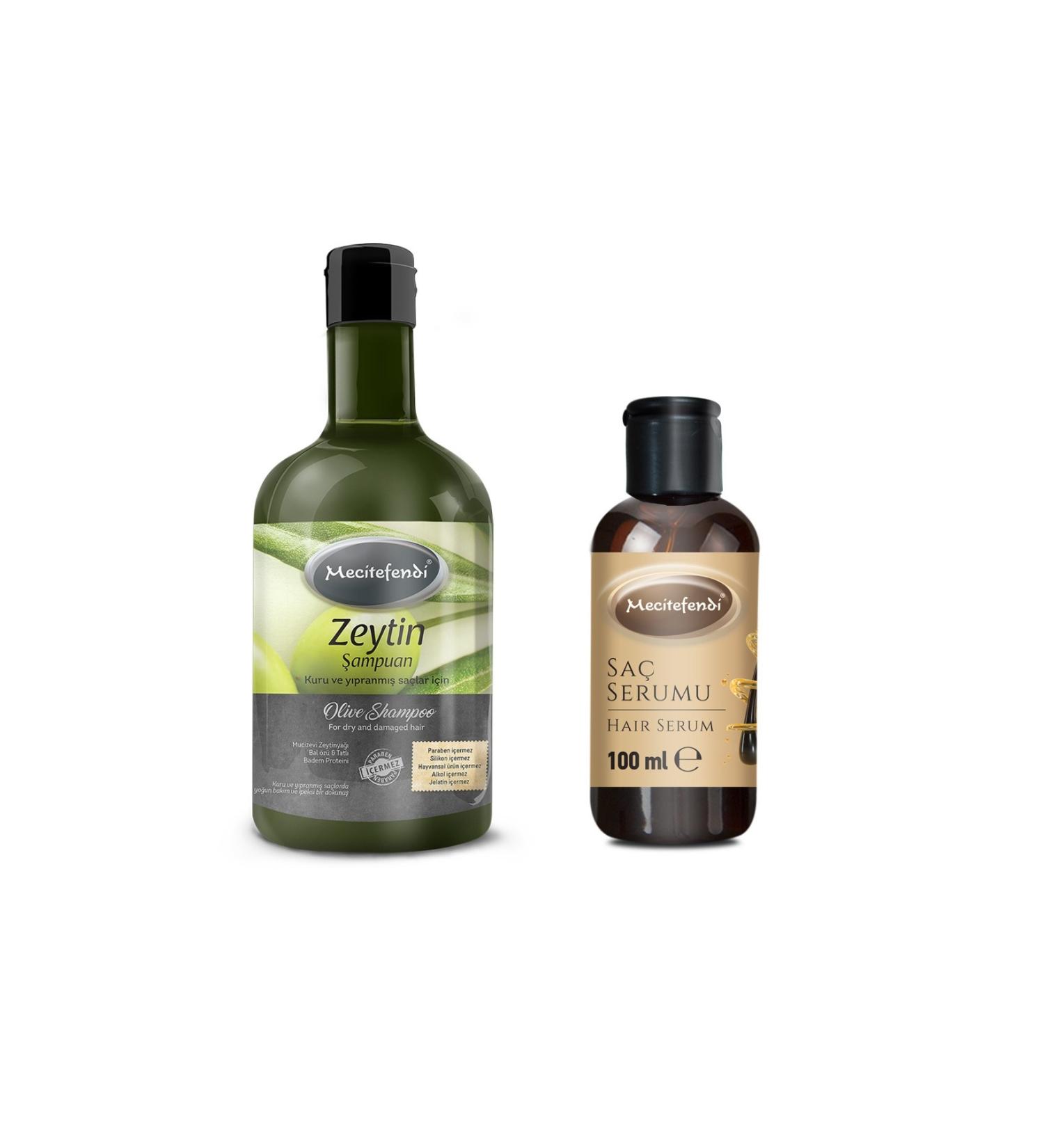 Mecit Efendi MEC TEFEND OLIVE SHAMPOO 400 ML + HAIR SERUM 100 ML