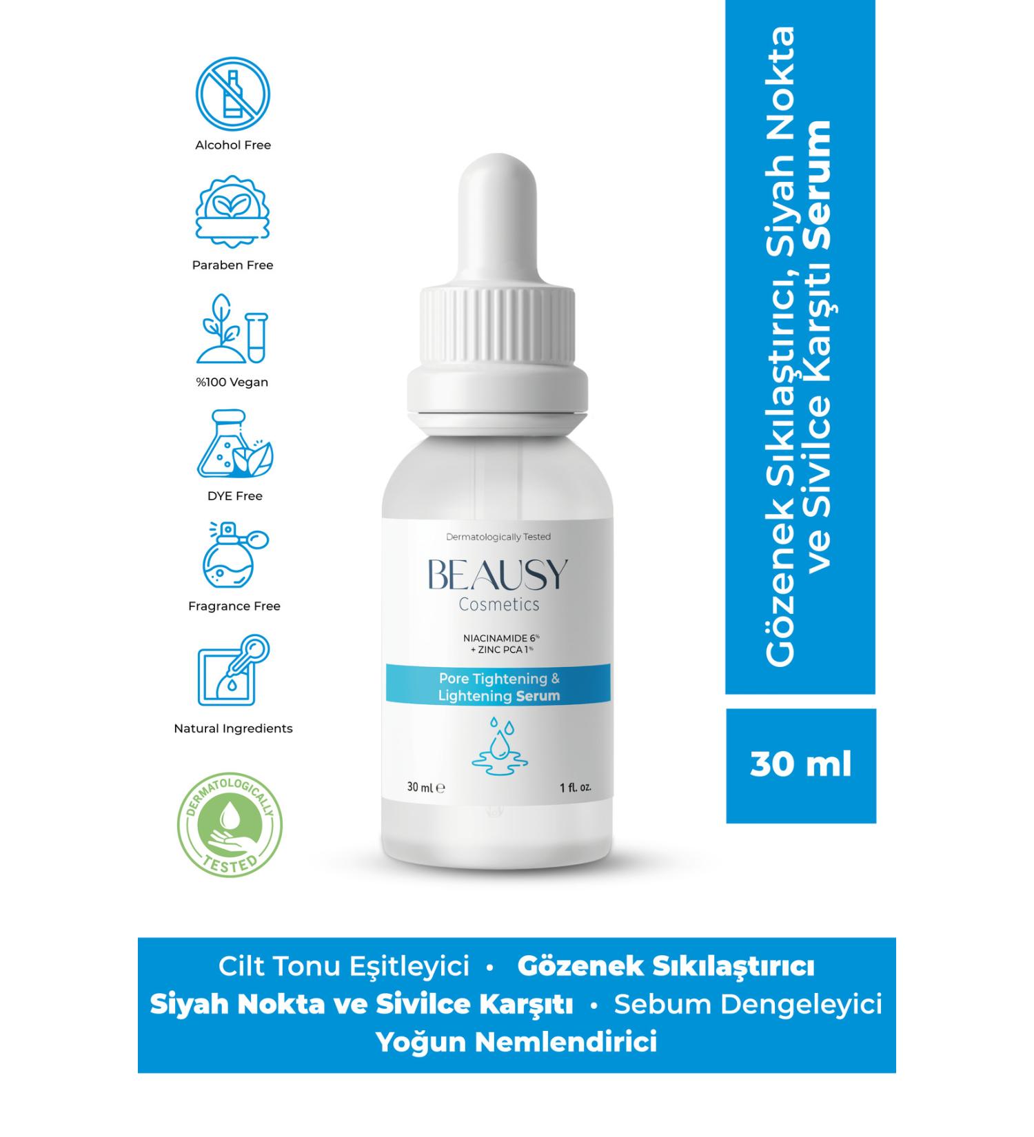 Beausy Cosmetics Pore Tightener Anti-Blackhead and Anti-Acne Serum 30ml (niacinamide 6% + zinc pca) - Buy Online on GoSupps.com