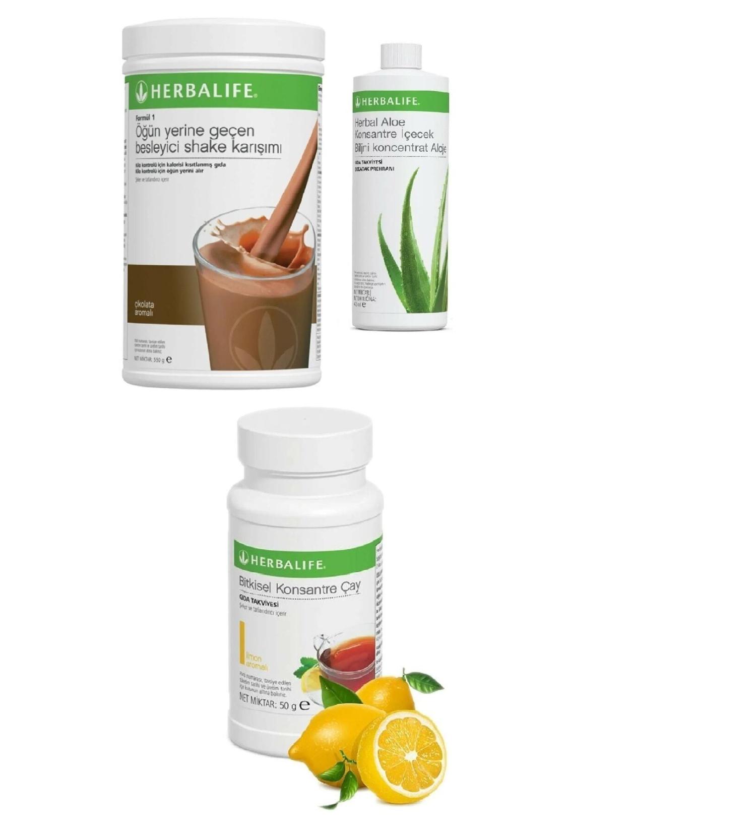 Herbalife Set Chocolate Shake Aloe Juice 50 gr Lemon Flavored Tea