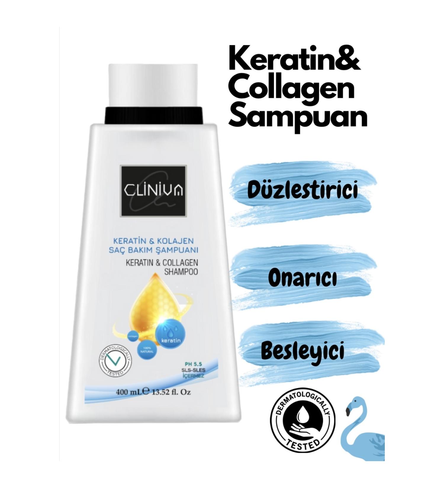 cliniva Straightening and Repairing Keratin & Collagen Shampoo 400ml - Buy Online on GoSupps.com