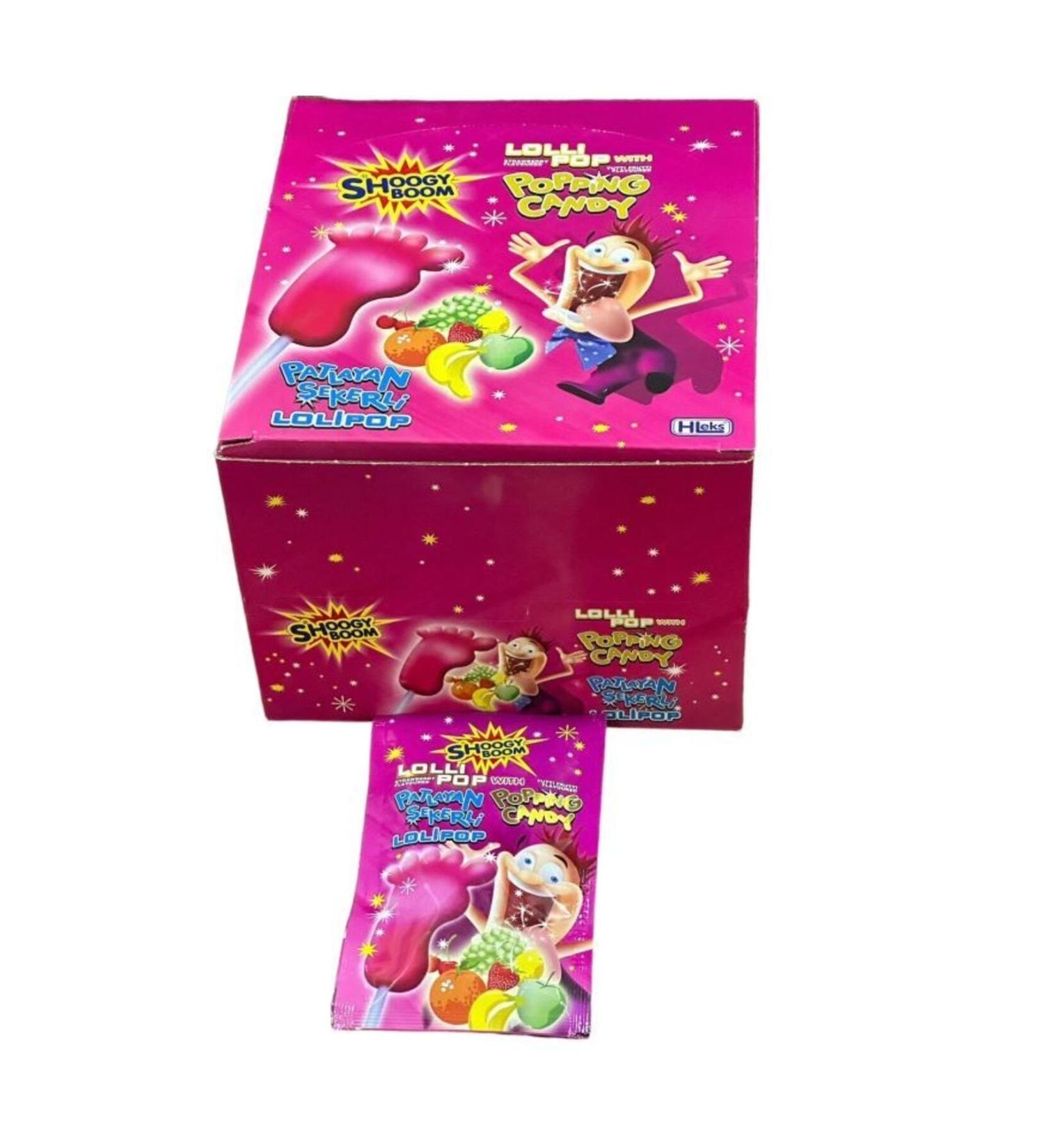 Hleks Popping Sugar Foot Lollipop Fruity 12 gr 48pcs