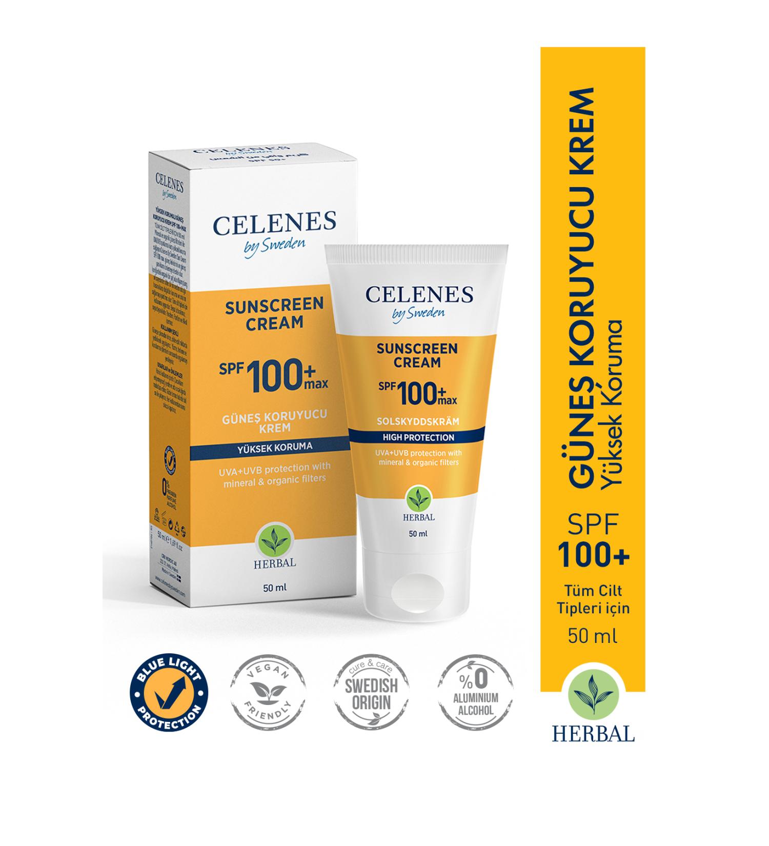 Celenes by Sweden Herbal Sun Protection Cream 100 Max Spf 50ml / All Skin Types - Buy Online on GoSupps.com