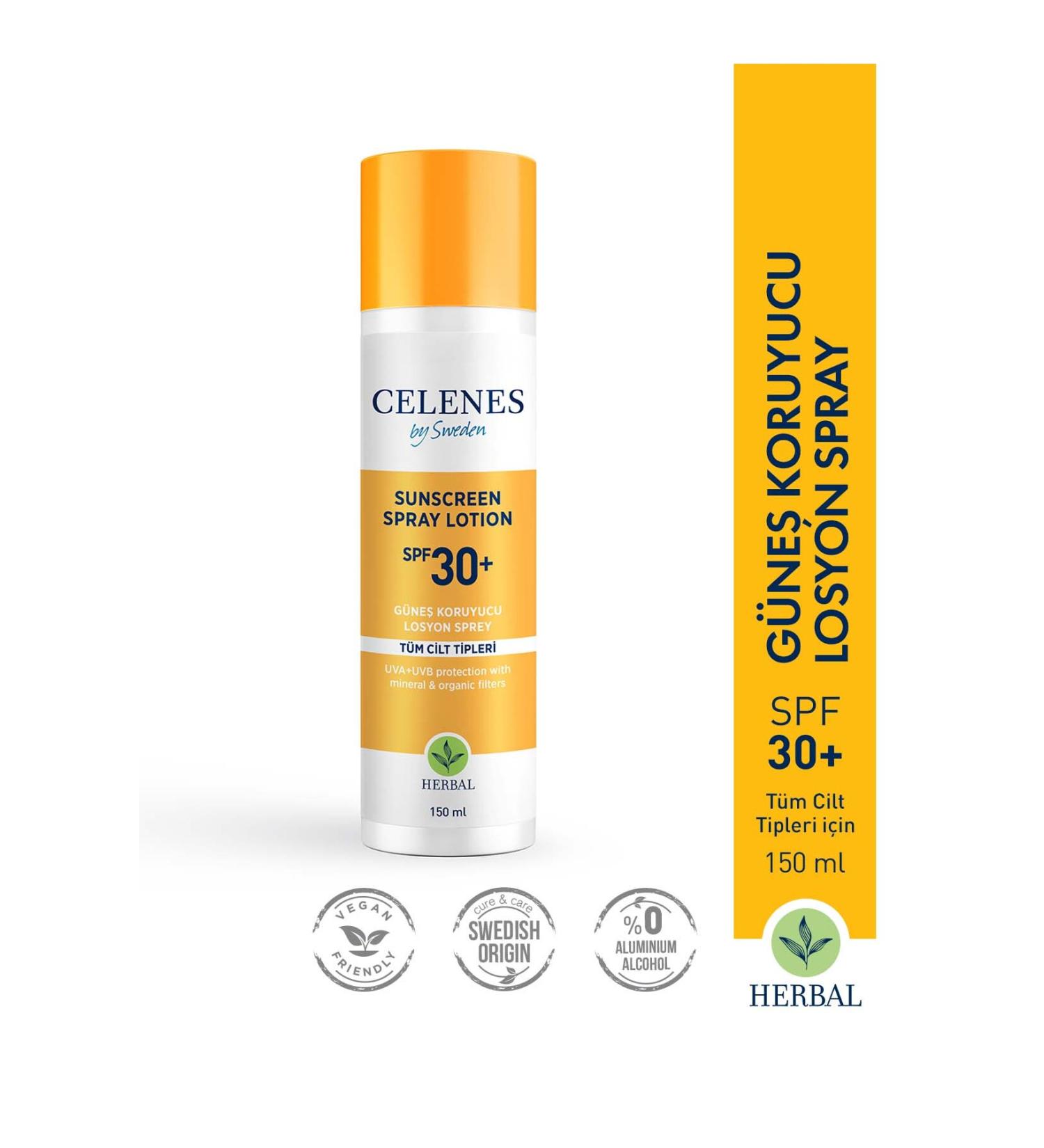Celenes by Sweden Sunscreen Lotion Spray Spf+30 150 ml