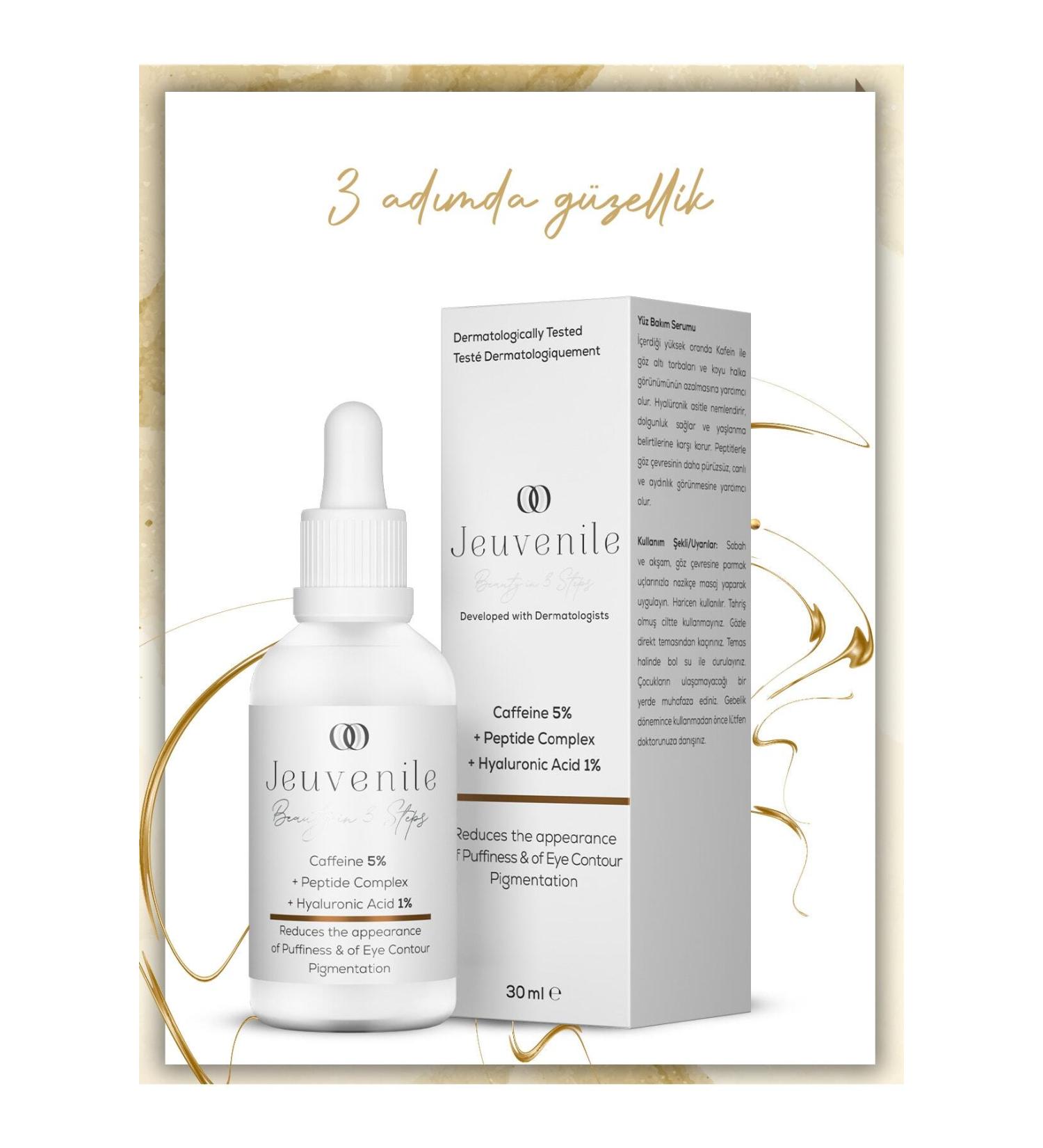 Jeuvenile Caffeine 5% Under Eye Serum - Anti-Bagging Anti-Wrinkle Anti-Bruising and Anti-Puffiness (Caffeine Peptide H.Acid) - Buy Online on GoSupps.com