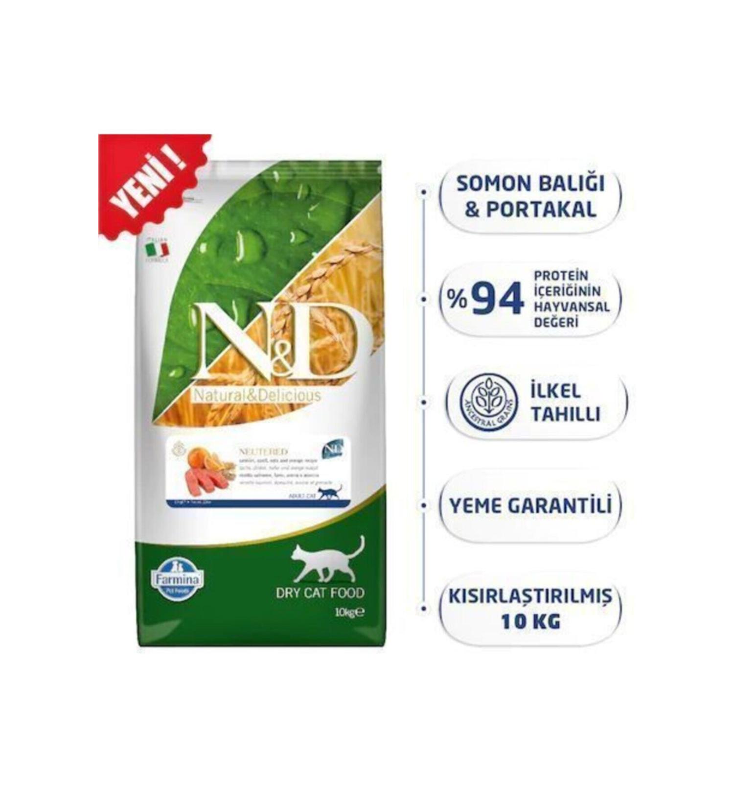 N & D Nd Low Grain Salmon & Orange Sterilized Adult Cat Food 10 Kg