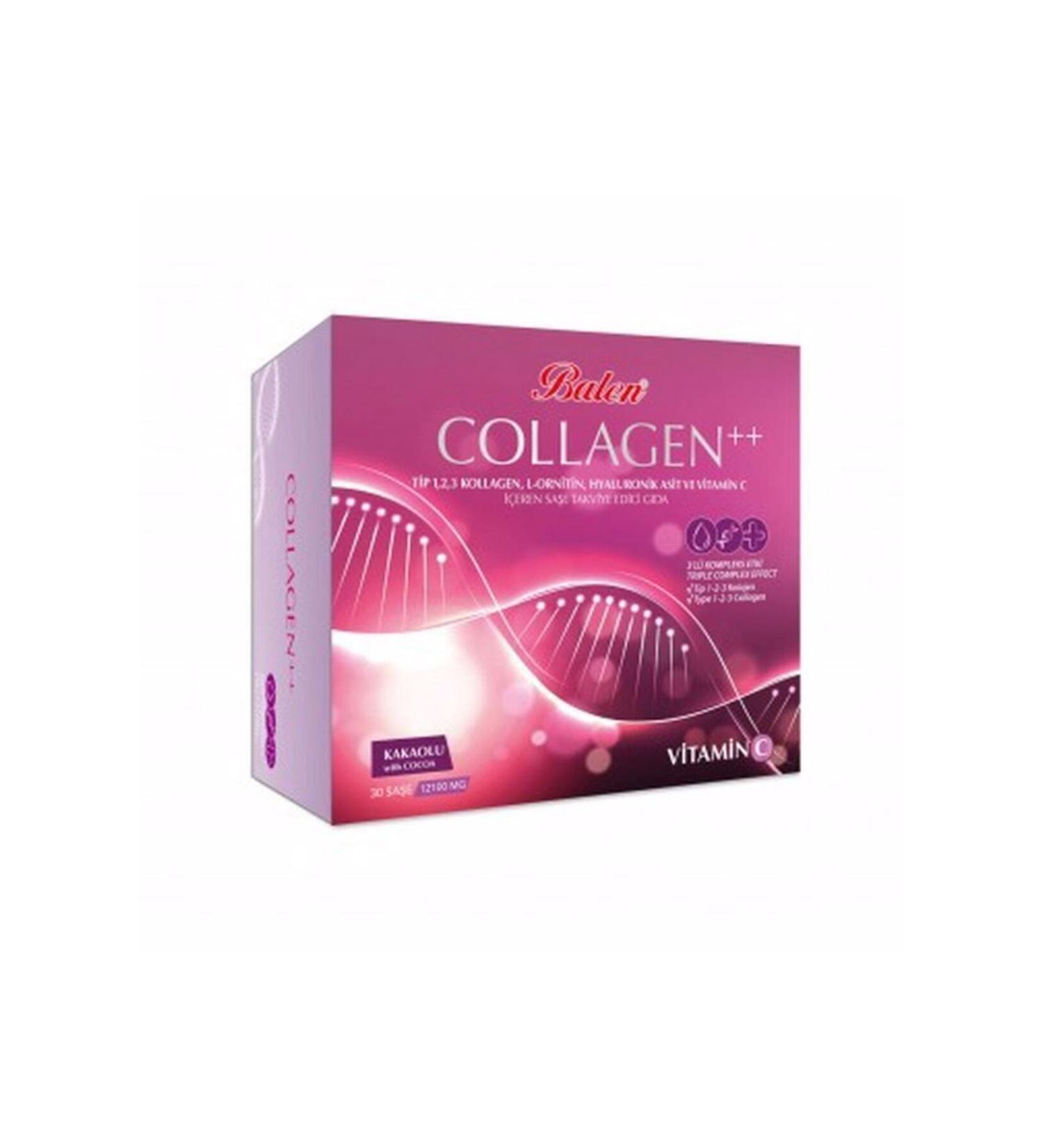 Balen Collagen Type 1 2 3 Collagen L-ornithine Hyaluronic Acid and Vitamin C Containing 30 Sachets 12100 Mg