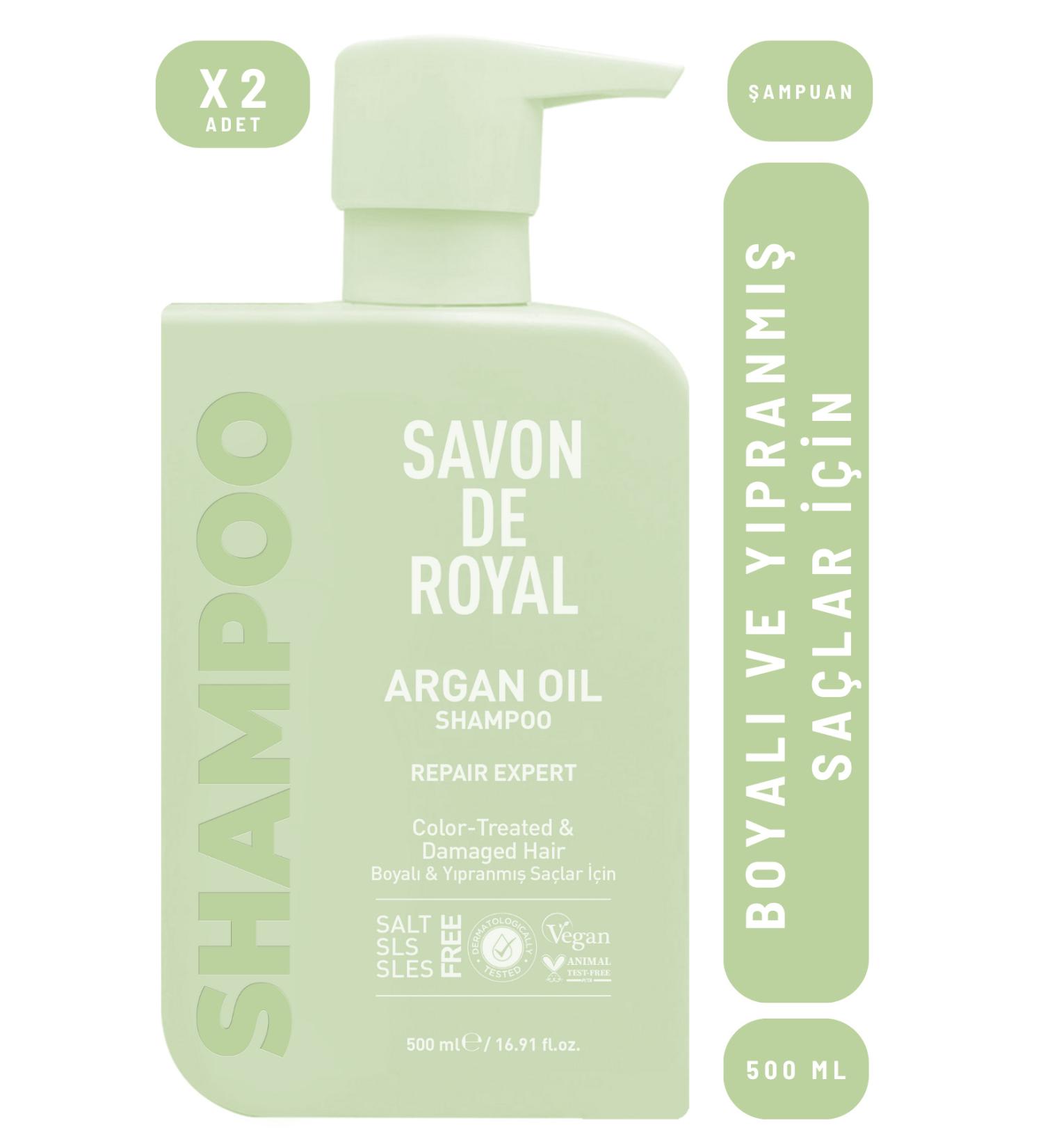 Savon de Royal Repair Expert Shampoo for Dyed & Damaged Hair with Argan Oil 500 ml 2 pieces - Buy Online on GoSupps.com