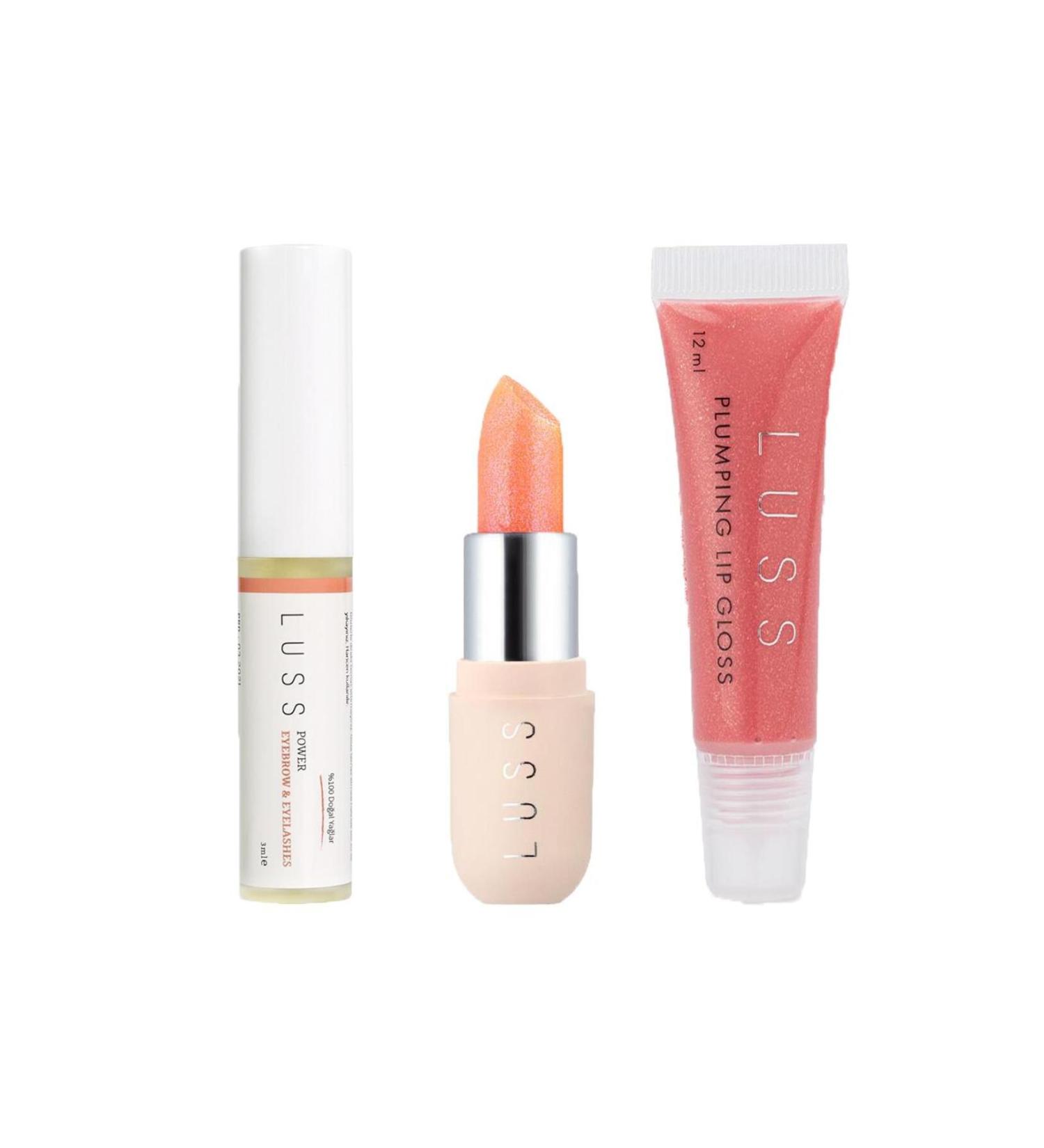 LUSS Lip gloss Lip Gloss No8 Lip Balm No2 and Eyebrow and Eyelash Nourishing Seum 3 Piece Set - Buy Online on GoSupps.com