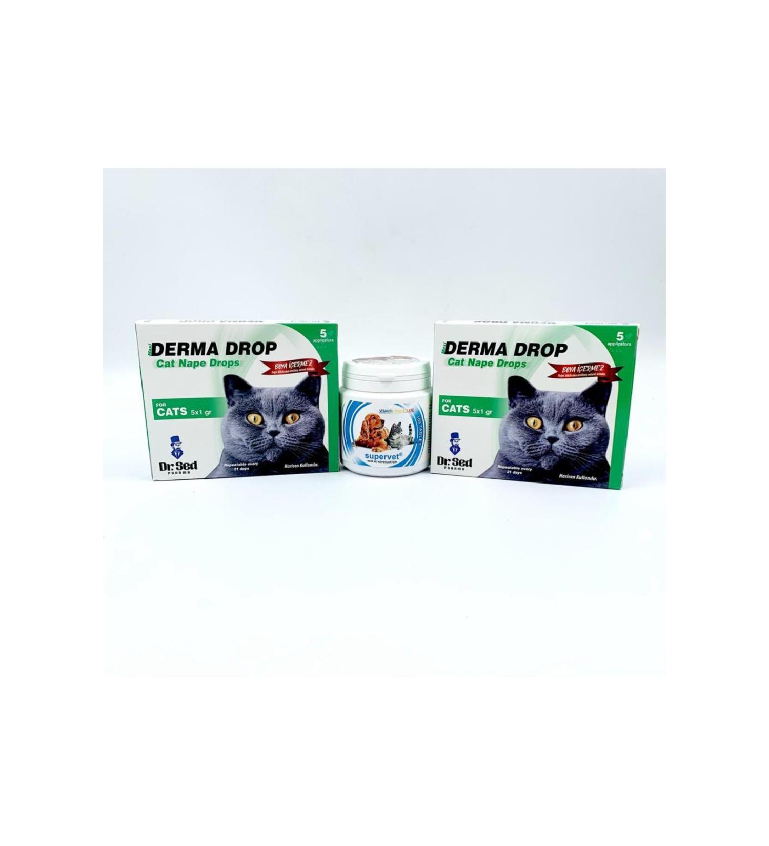 Dr Sed Pharma Cat Nape Drops 2 boxes + Supervet Vitamin tablets