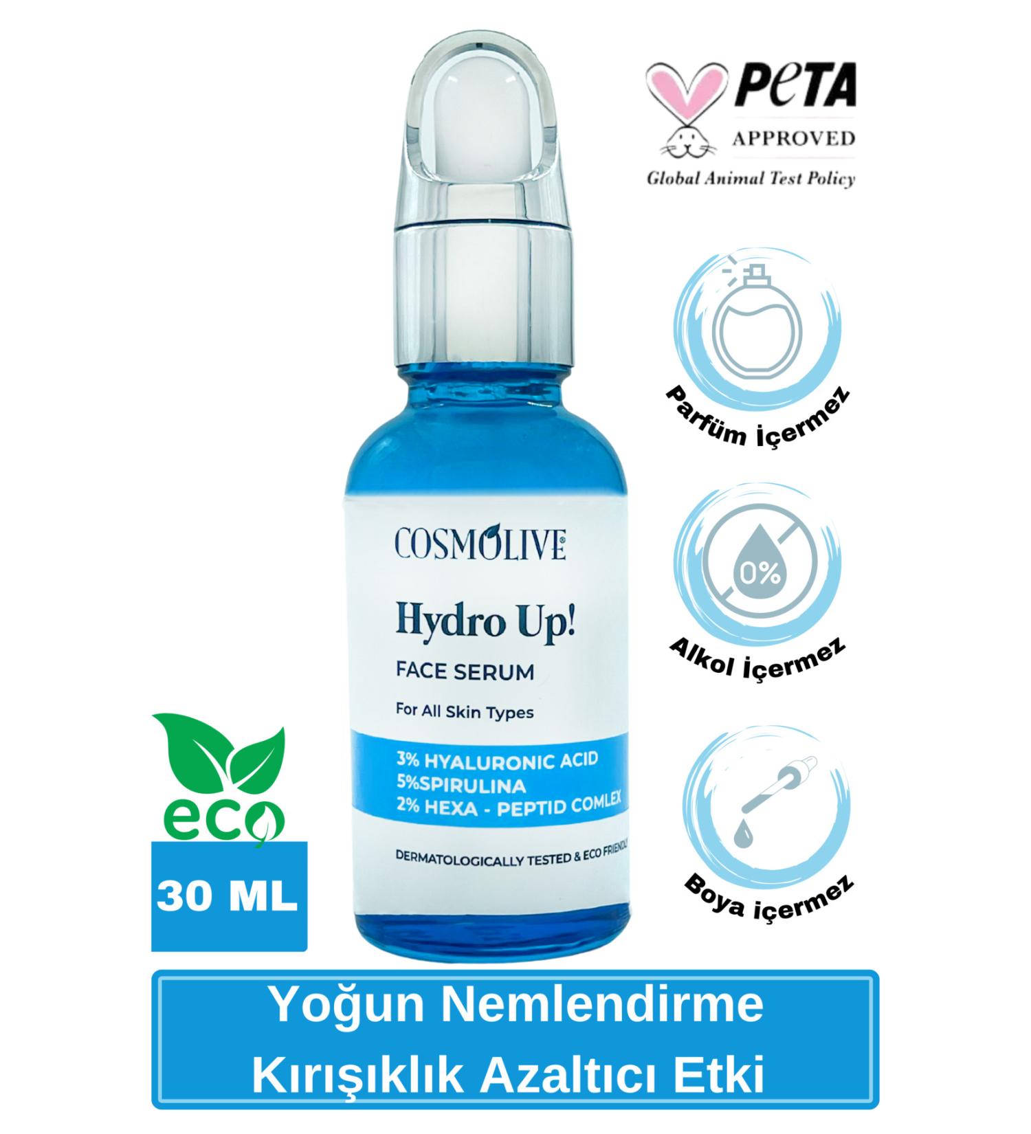 Cosmolive Hyaluronic Acid Peptide Face Serum Anti-Aging Anti-Wrinkle Lifting Collagen Moisturizing Serum - Buy Online on GoSupps.com
