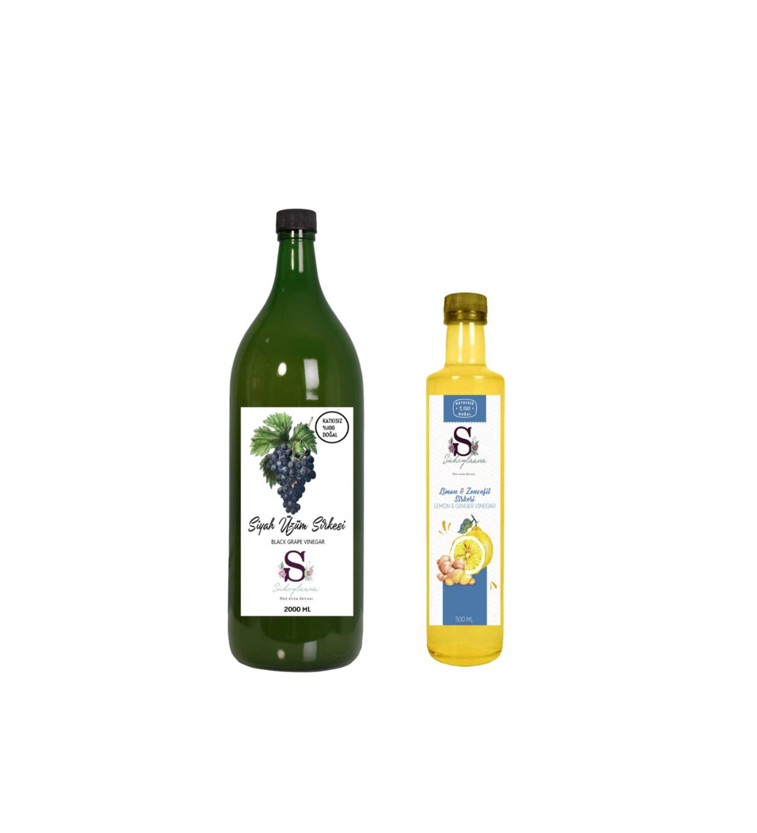 S heylaana Natural Black Grape Vinegar 2000 Ml - Natural Lemon & Ginger Vinegar 500 Ml