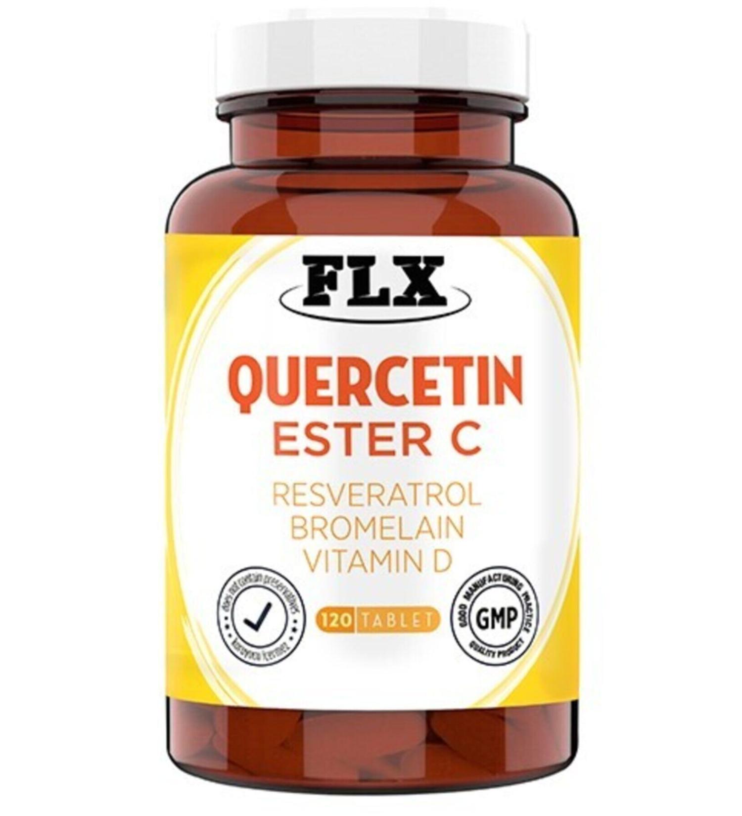 FLX Quercetin Ester C Resveratrol Bromelain Vitamin D Magnesium Acerola 120 Tablets