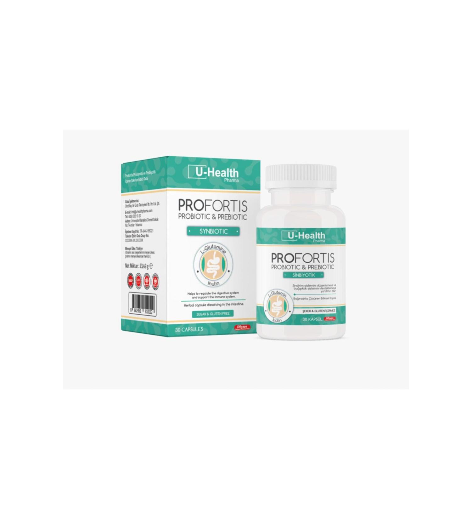 U HEALTH PHARMA Profortis Probiotic and Prebiotic 30 Tablets