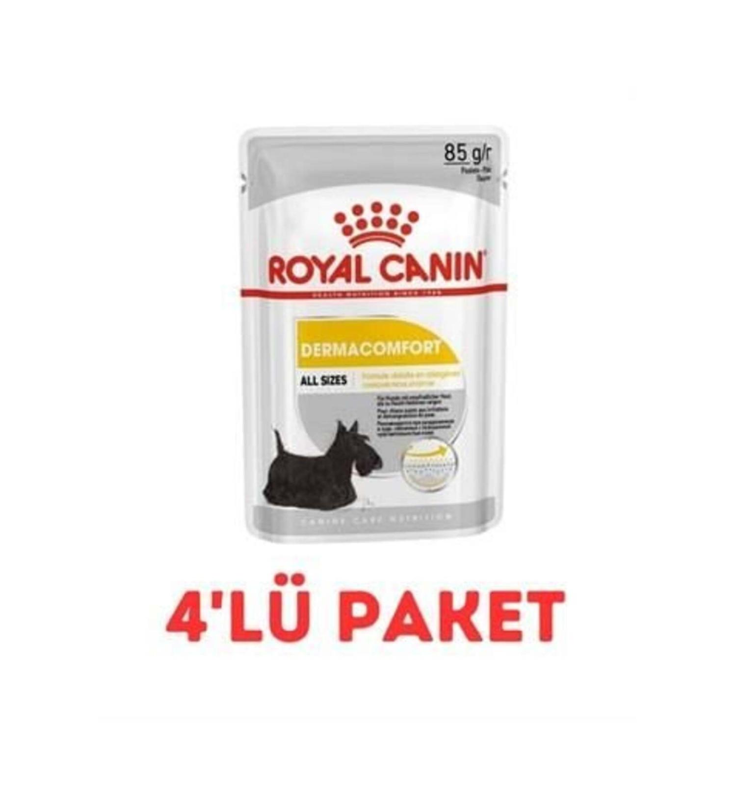 Royal Canin Dermacomfort Sensitive Adult Dog Pouch Canned 85 Gr 4-Pack