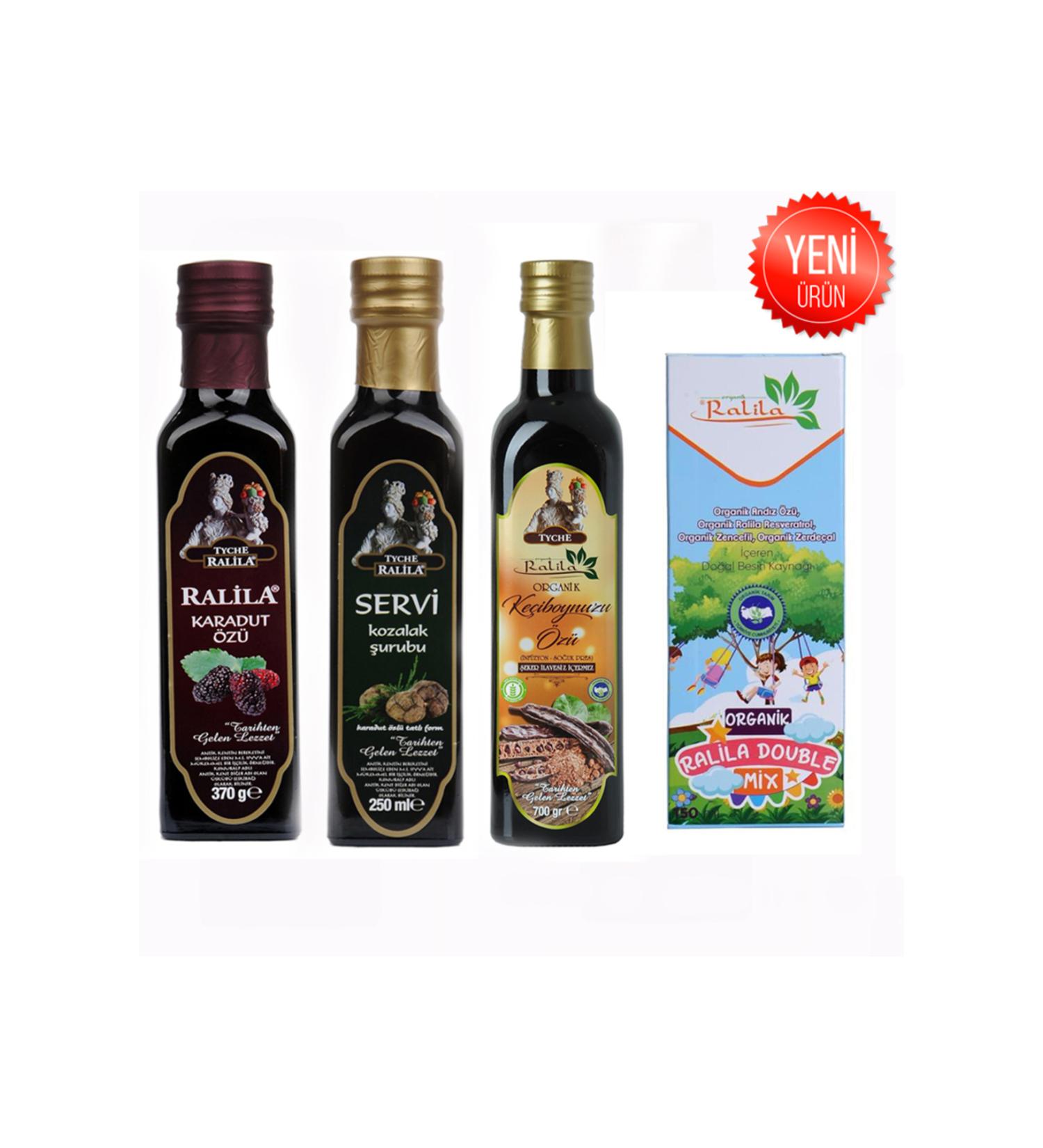 Durgun Bebe Ralila Organic Double Mix Carob Black Mulberry Extract Cypress Cone Syrup Set