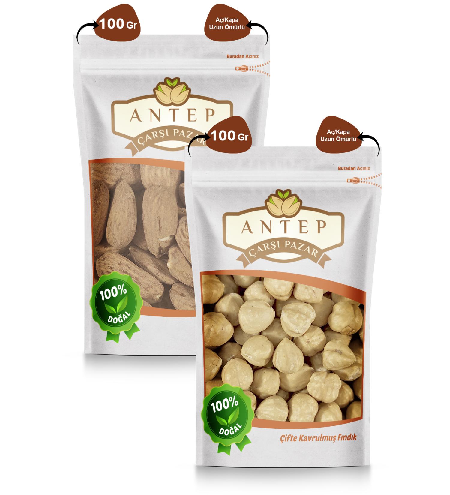 Antep Bazaar Roasted Local Almonds 100 g Double Roasted Hazelnuts 100 g
