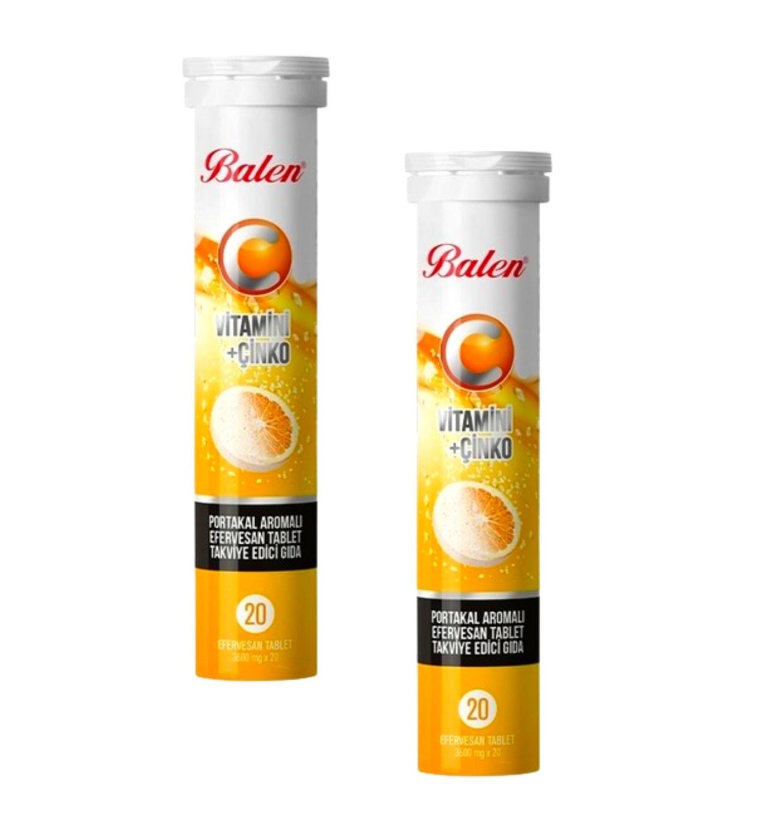 Balen Vitamin C + Zinc Orange Flavored Effervescent 20 Tablets X 2 Pieces