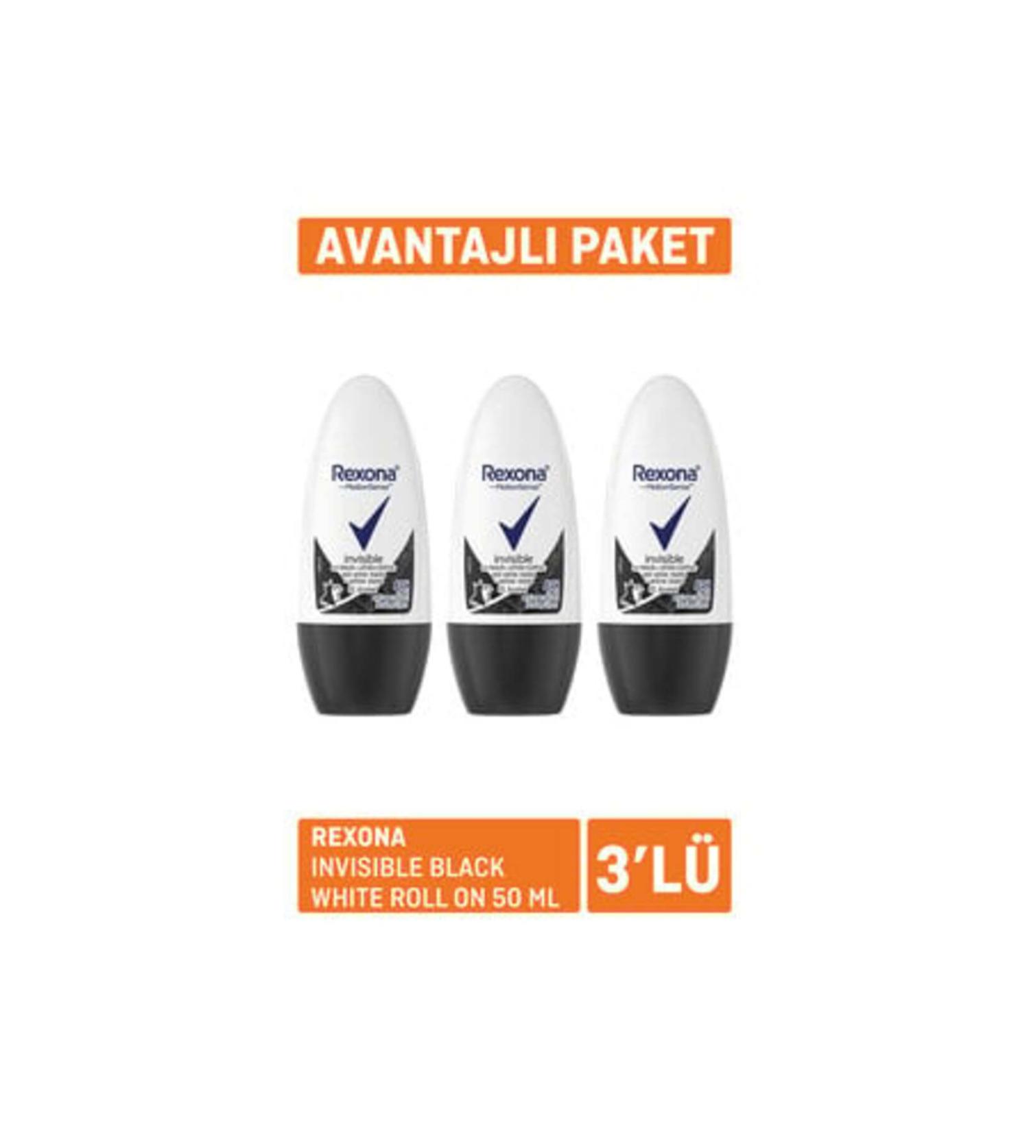 Rexona Invisible Black White Roll On 50 Ml x 3 (1 PIECE)