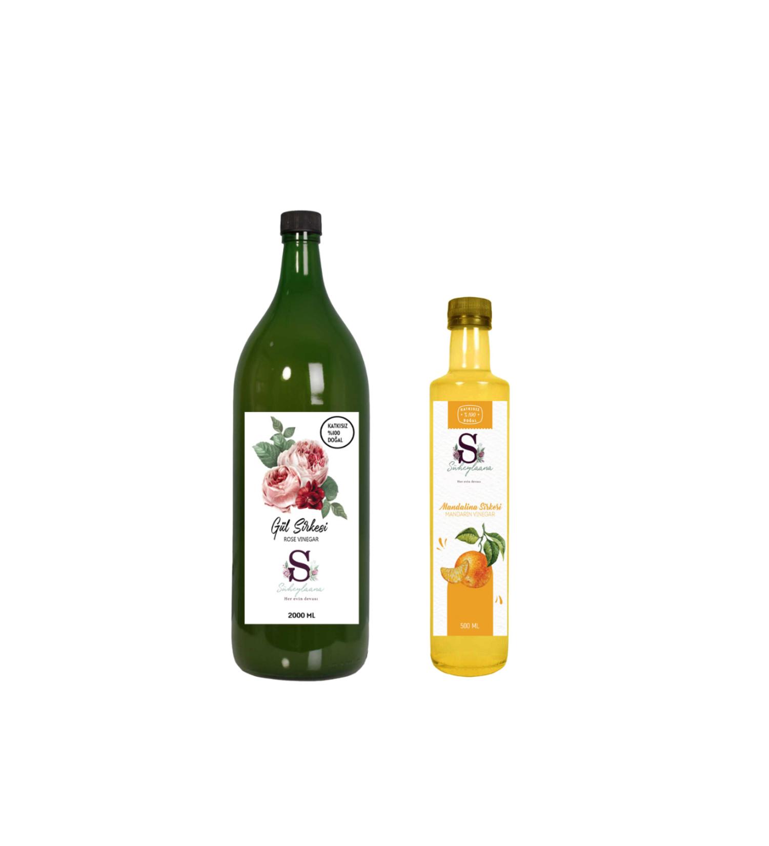 Suheylaana Natural Rose Vinegar 2000 Ml - Natural Tangerine Vinegar 500 Ml