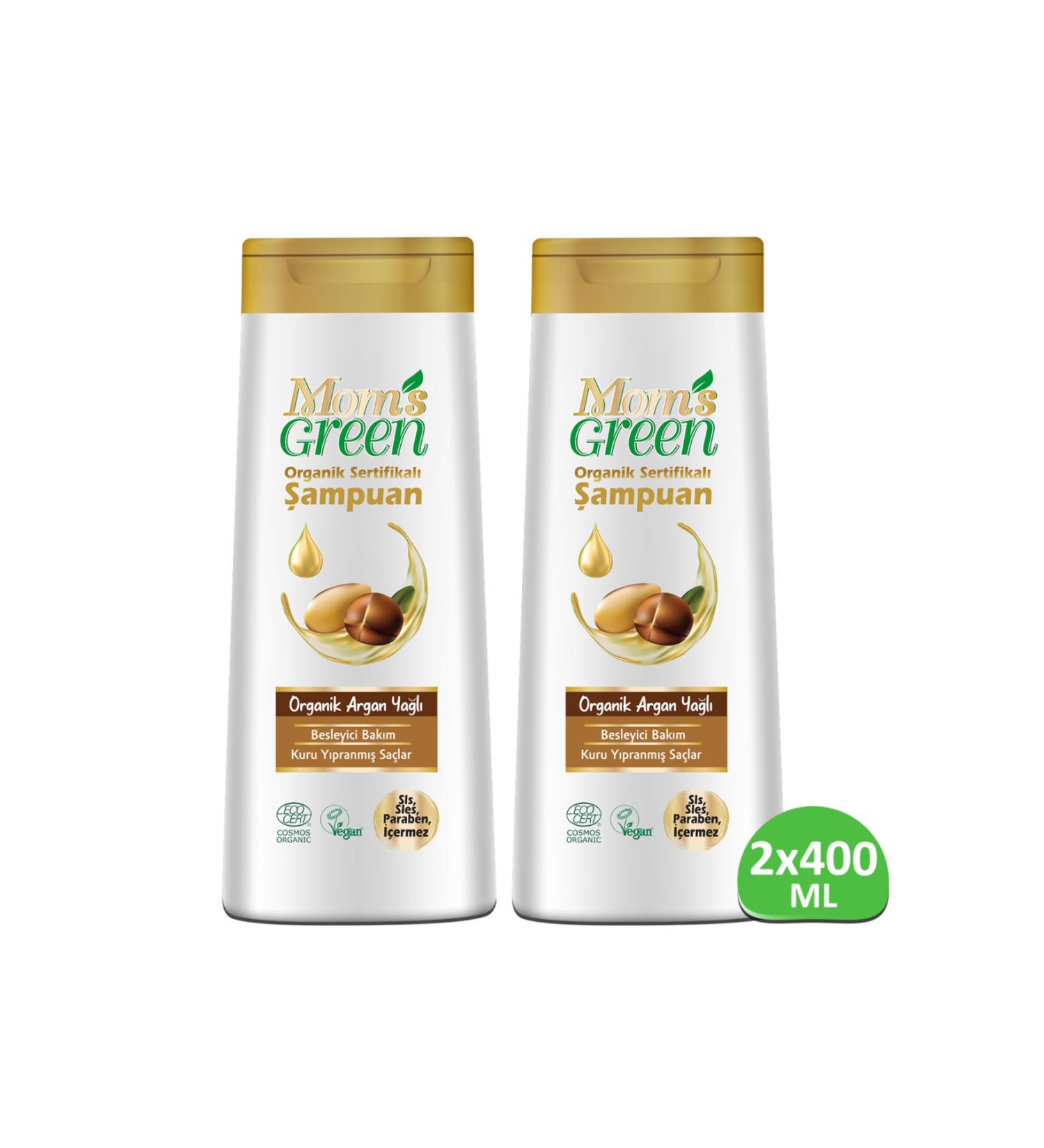 Mom's Green 2-Piece Set Organic Argan Oil Shampoo 400 +400 Ml