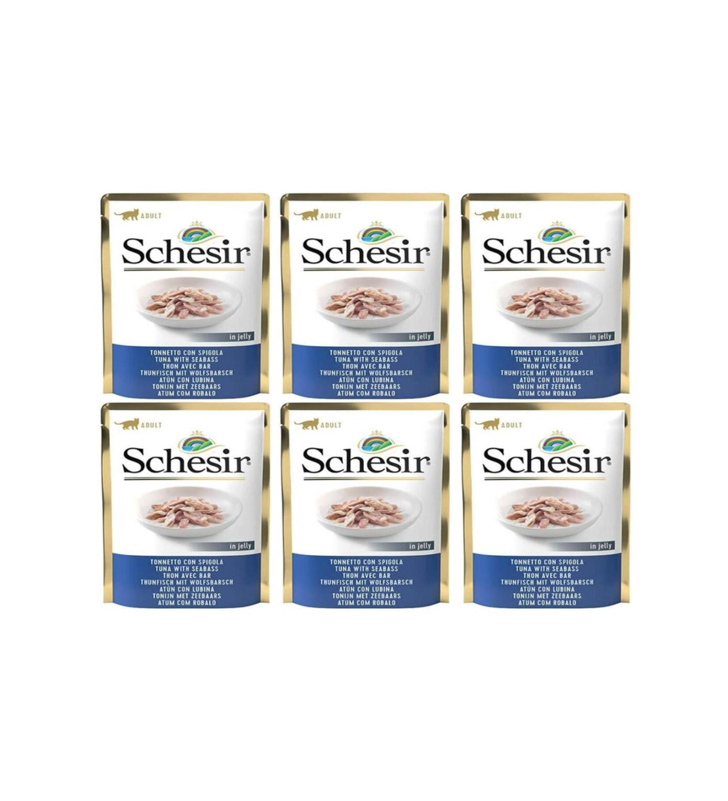 Schesir Jelly Tuna and Seabass Pouch Cat Canned Food 85 Gr * 6 Pieces