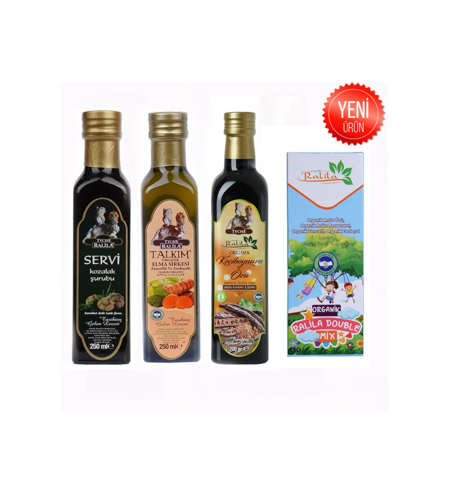 Durgun Bebe Ralila Organic Double Mix Carob Ginger Turmeric Cypress Cone Syrup Set