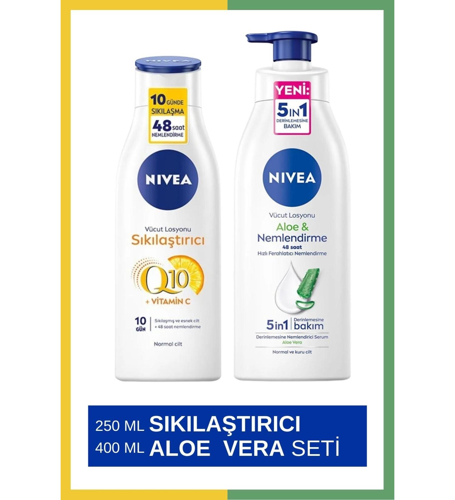 NIVEA Q10 Vitamin C Firming Body Lotion 250ml & Aloe Vera Body Lotion 400ml