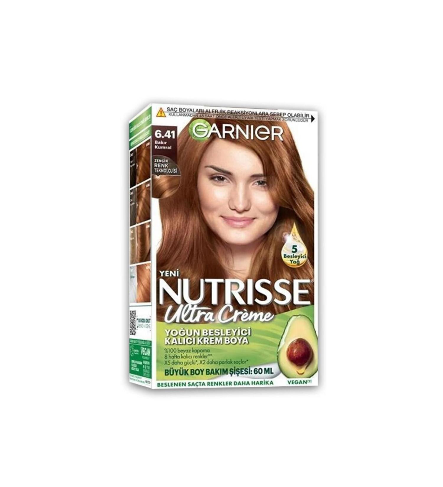 Garnier Nutrisse Intense Nourishing Permanent Cream Hair Dye 6.41 Copper Blonde - Buy Online on GoSupps.com