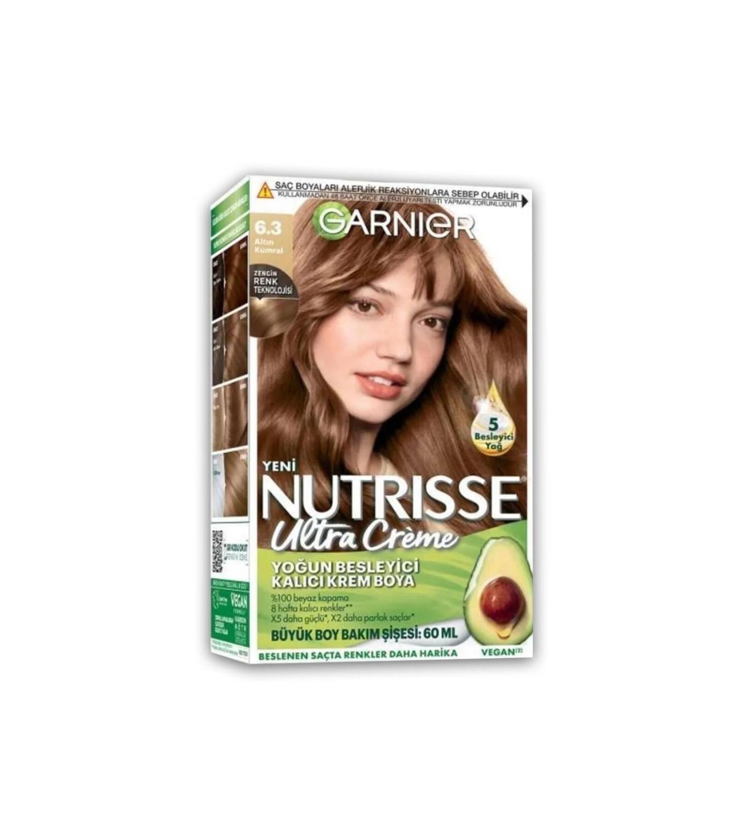 Garnier Nutrisse Intense Nourishing Permanent Cream Hair Dye 6.3 Golden Blonde - Buy Online on GoSupps.com