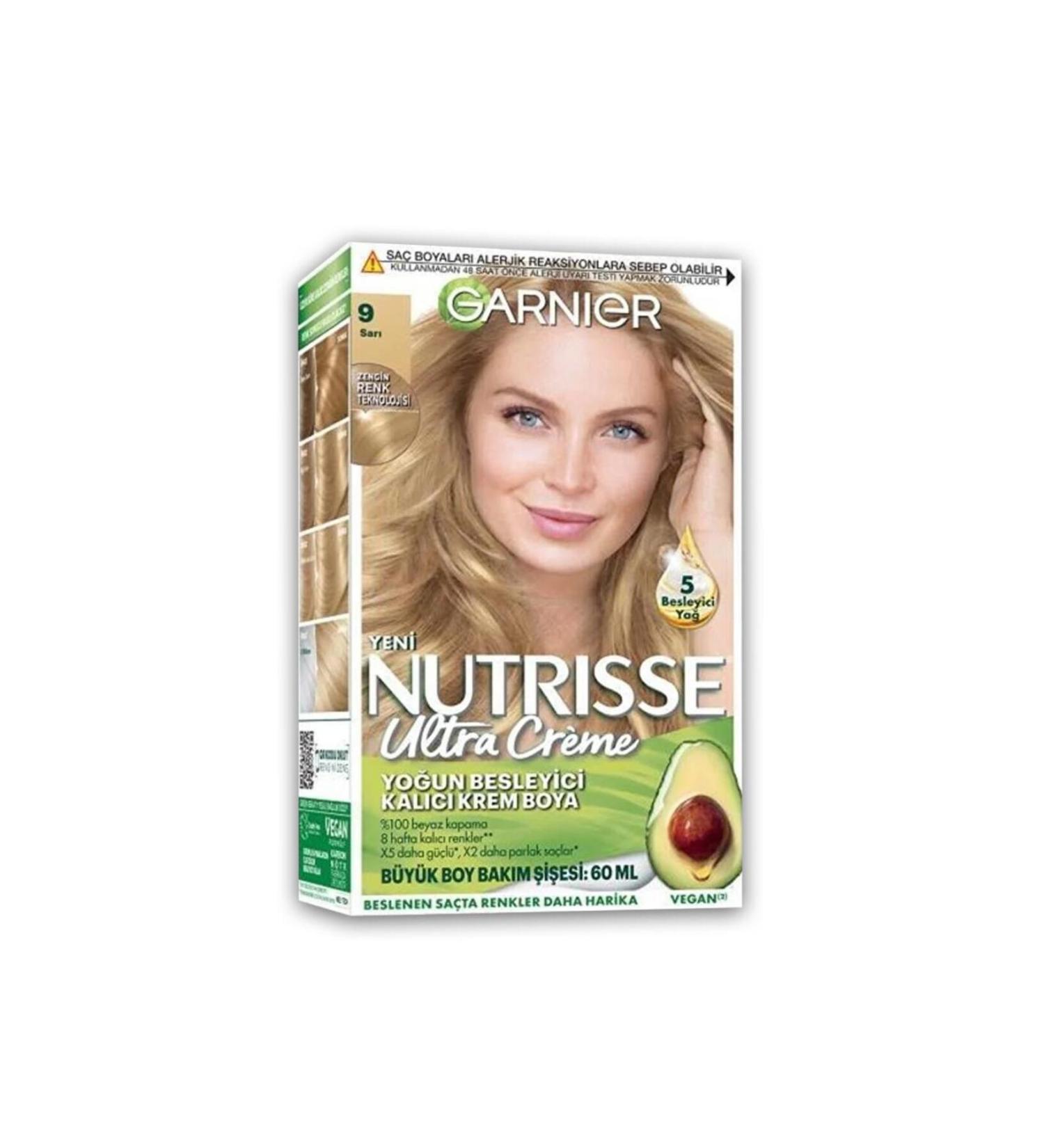 Garnier Nutrisse Intense Nourishing Permanent Cream Hair Dye 9 Blonde - Buy Online on GoSupps.com