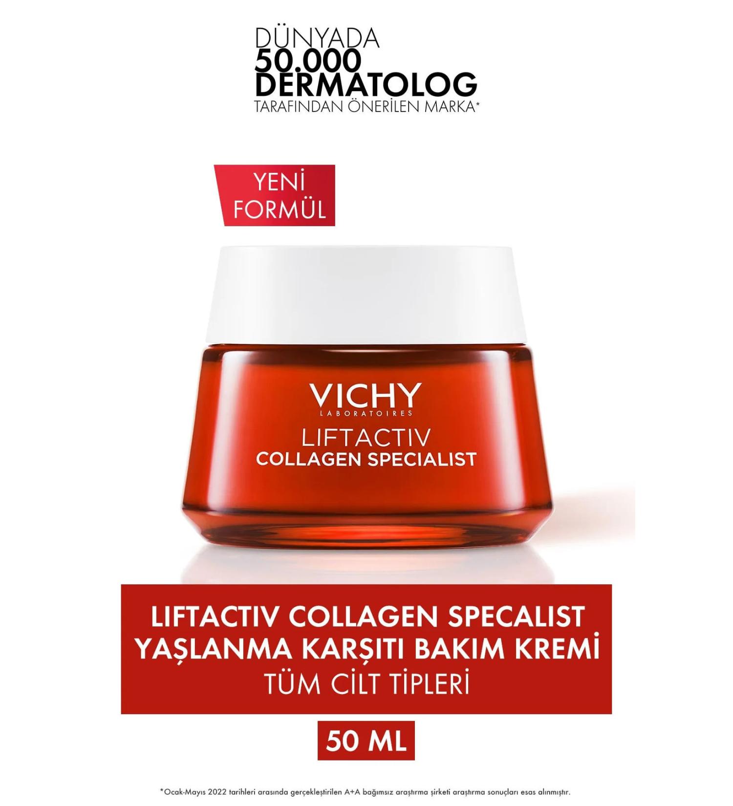 Vichy Liftactiv Collagen Specialist Anti-Aging Care Cream 50 ml - Peptides and Vitamin C - Buy Online on GoSupps.com