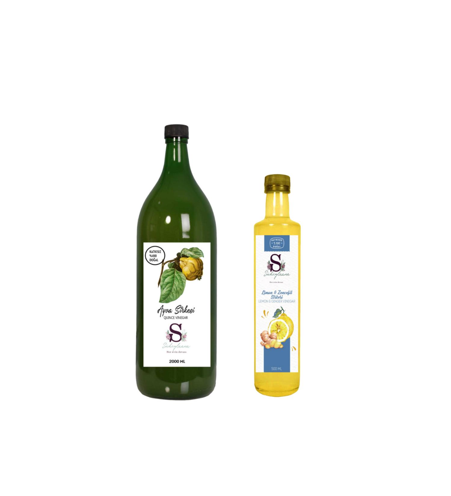 S heylaana Natural Quince Vinegar 2000 Ml - Natural Lemon & Ginger Vinegar 500 Ml