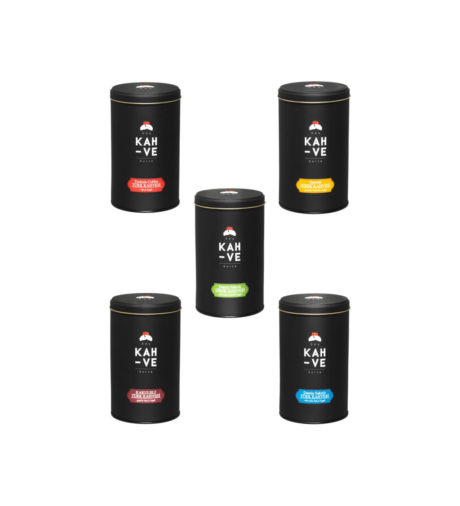 Bey Coffee Introduction Set Turkish and Dibek Coffee Varieties Tin 250 G - 5 Varieties
