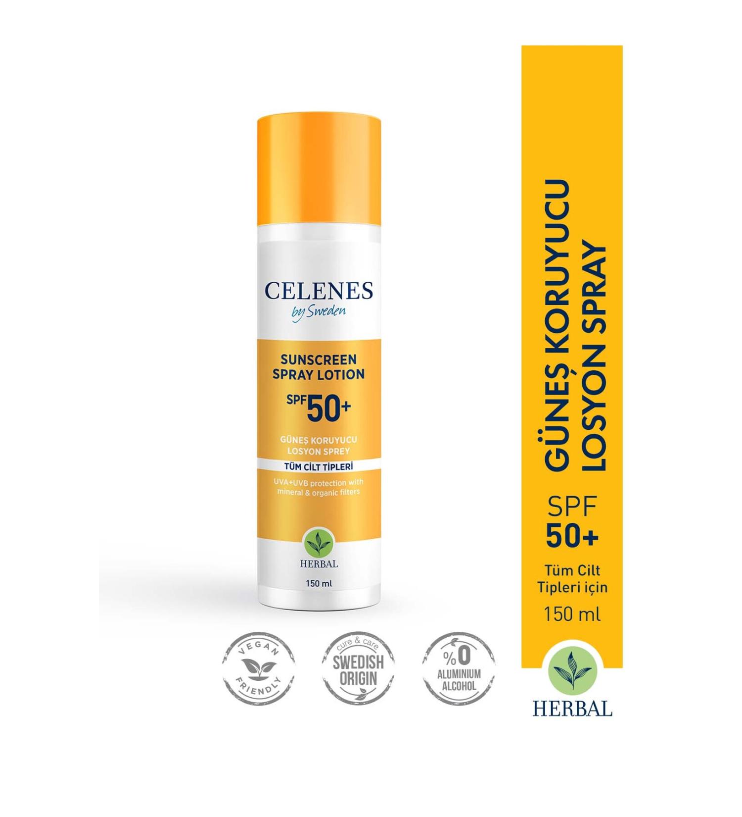 Celenes by Sweden Herbal Sunscreen Lotion Spray 50 Spf Kids