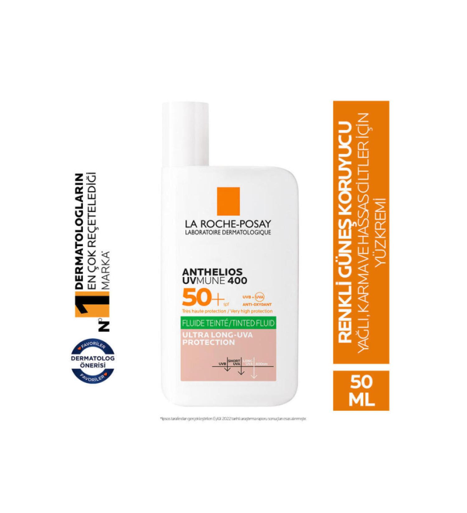 La Roche Posay Anthelios Oil Control Fluid - SPF 50+ Tinted Sun Cream for oily combination and sensitive skin 50ml