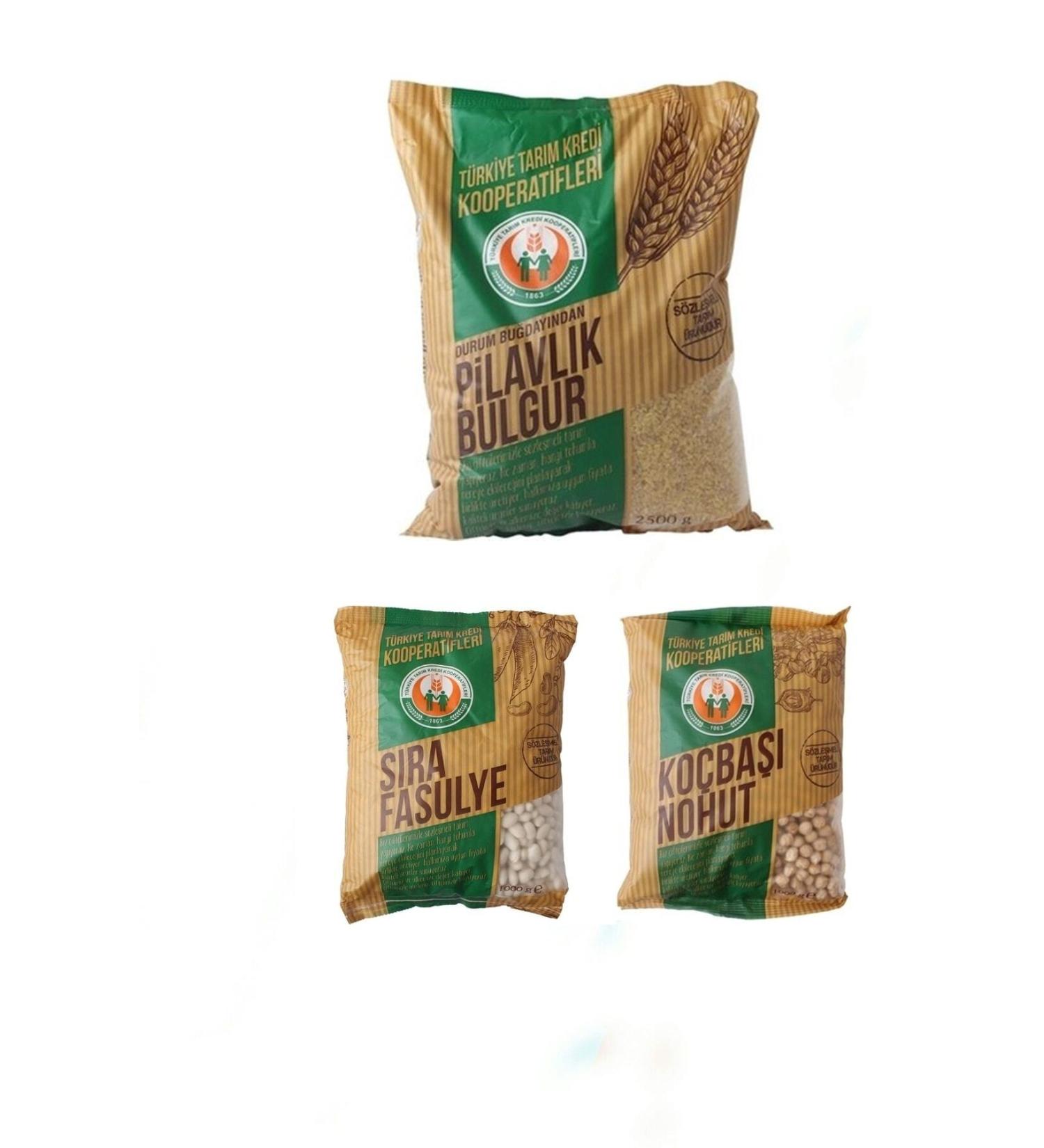 Agricultural Credit Union Agricultural Credit Pulses Set (2.5 Kg. Bulgur for Pilaf + 1 Kg. Dry Beans + 1 Kg. Chickpeas)
