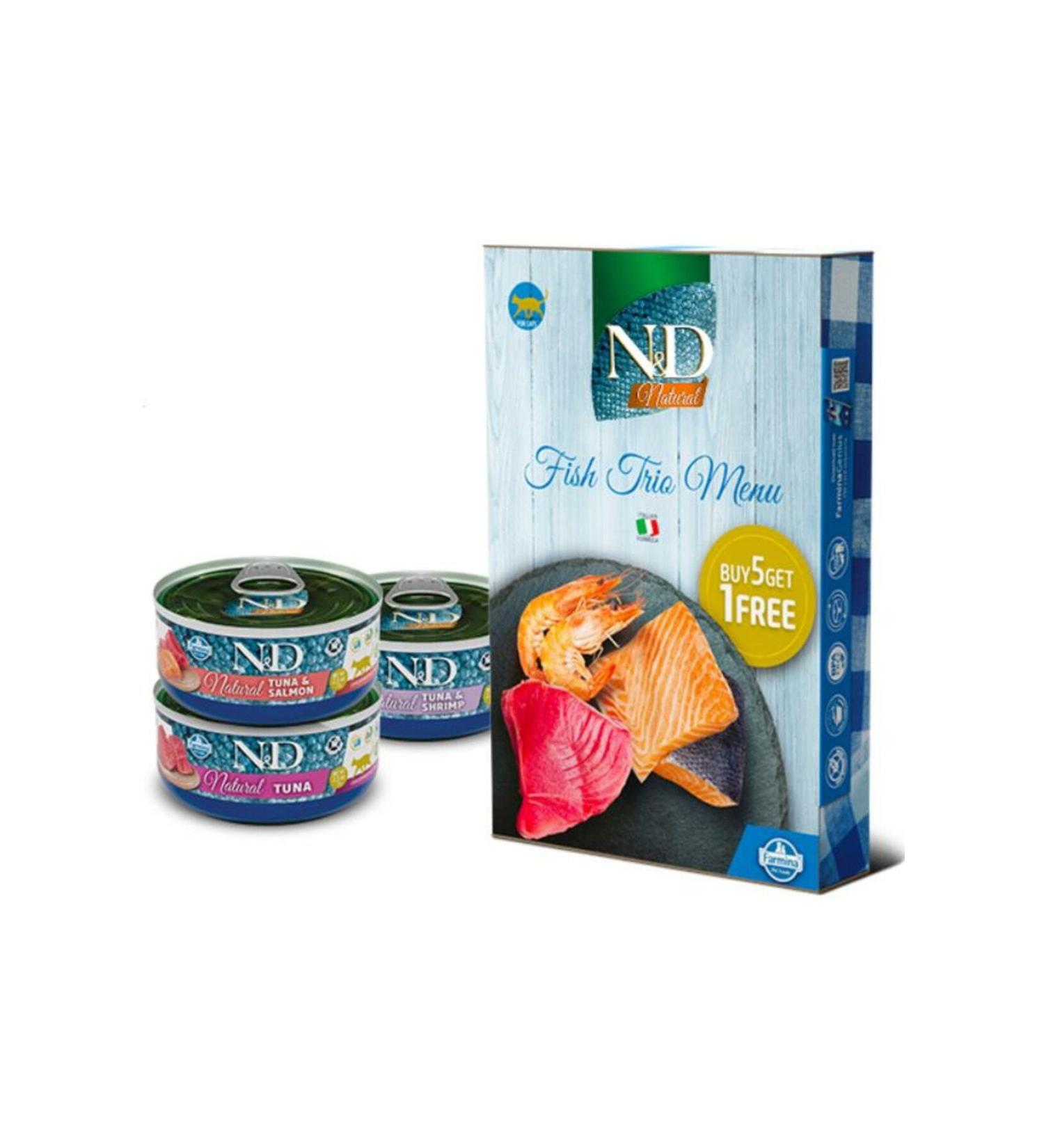 N & D Nd Fish Varieties Cat Canned Food 70 Gr Buy 6 pay 5 - Buy Online on GoSupps.com