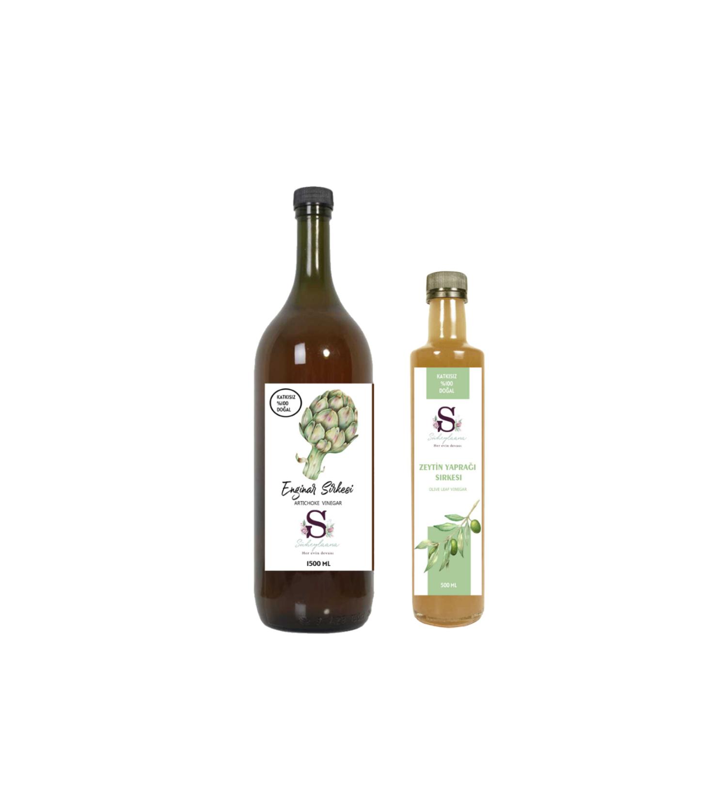 S heylaana Natural Artichoke Vinegar 1500 Ml - Natural Olive Leaf Vinegar 500 Ml