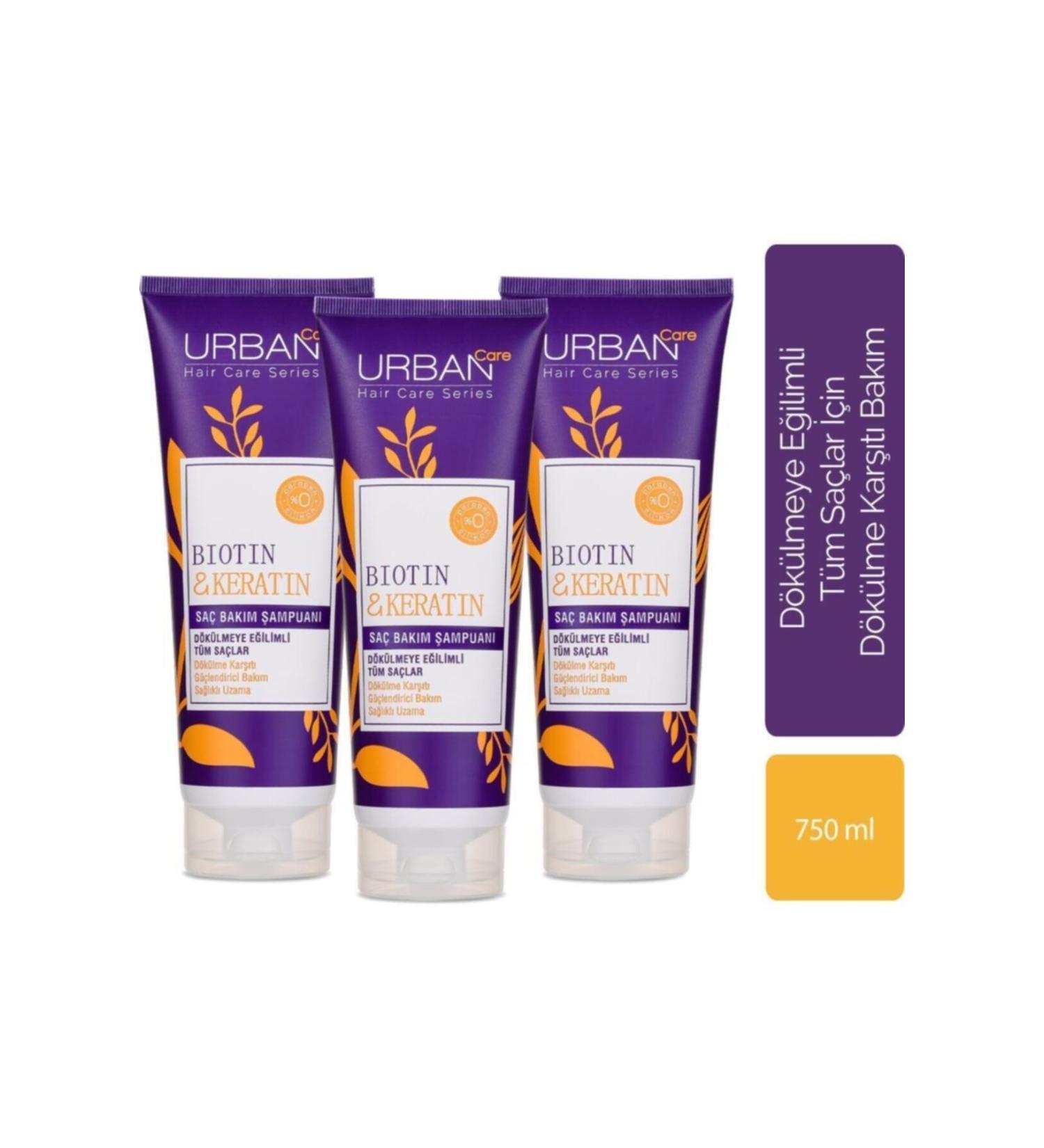 Urban Care Shampoo 3 X 250ml Biotin Keratin Anti-Hair Loss