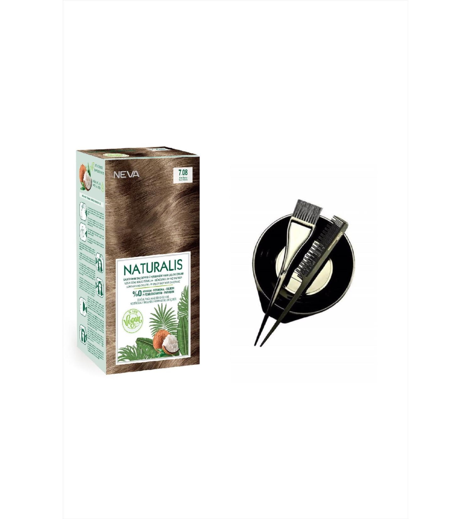 NEVA COSMETICS Naturalis Hair Dye 7.08 Sand Blonde 0 Vegan + 9030 Dye Bowl Container