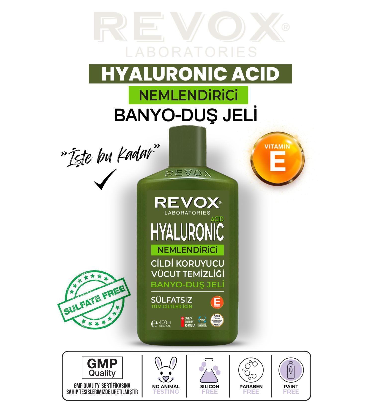 Revox Hyaluronic Acid Skin Moisturizing Shower Gel Sulfate-Free Bath and Shower Gel 400 ml - Buy Online on GoSupps.com