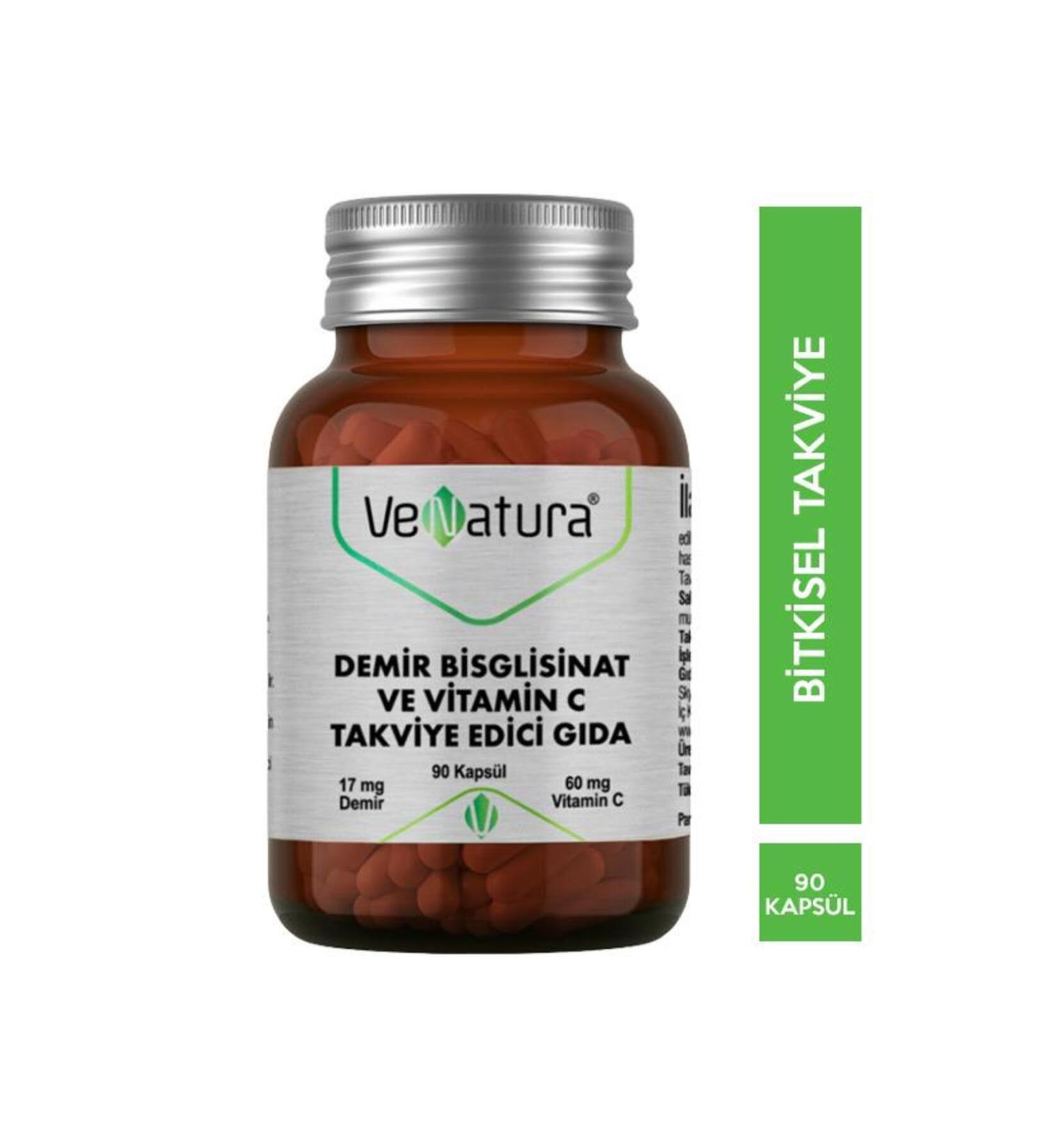 Venatura Iron Bisglycinate and Vitamin C 90 Capsules